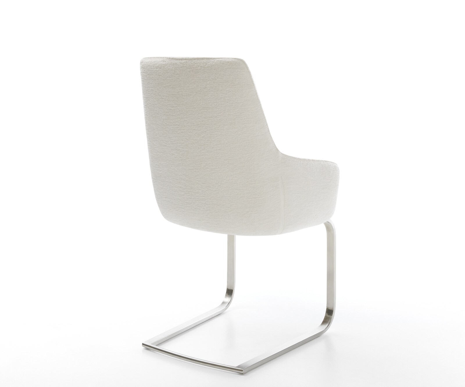 Cantilever Zelia-Flex avec accoudoirs bouclé doux beige pied cantilever plat acier inoxydable ressorts ensachés 4