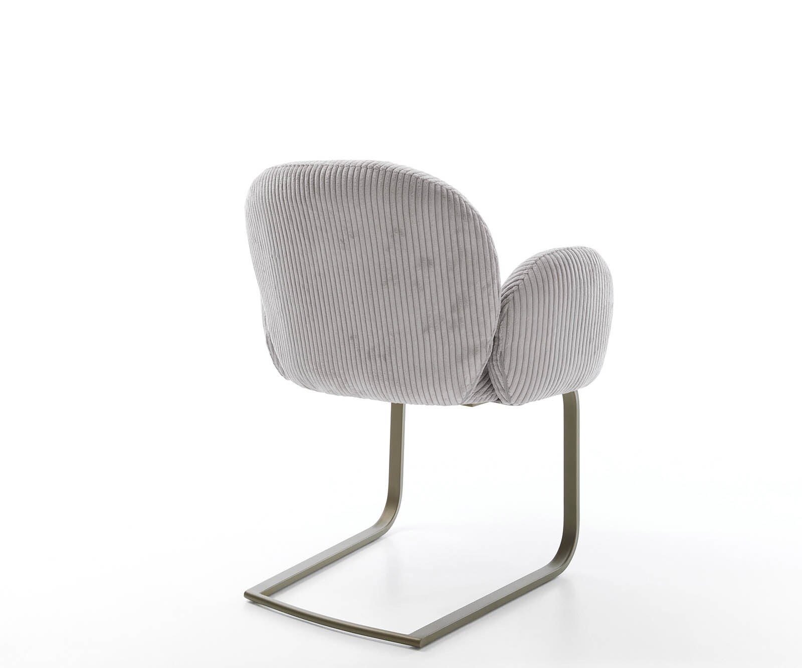 Cantilever Nube-Flex avec accoudoirs côtelé gris argenté pied cantilever plat aspect titane ressorts ensachés 5