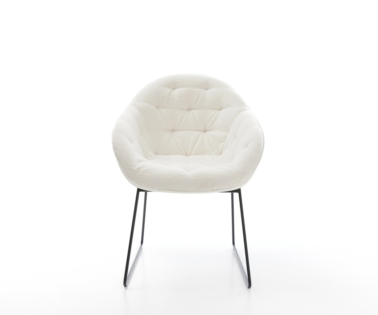 Chaise-de-salle-à-manger Gaio-Flex bouclé doux beige pied trapèze noir 1