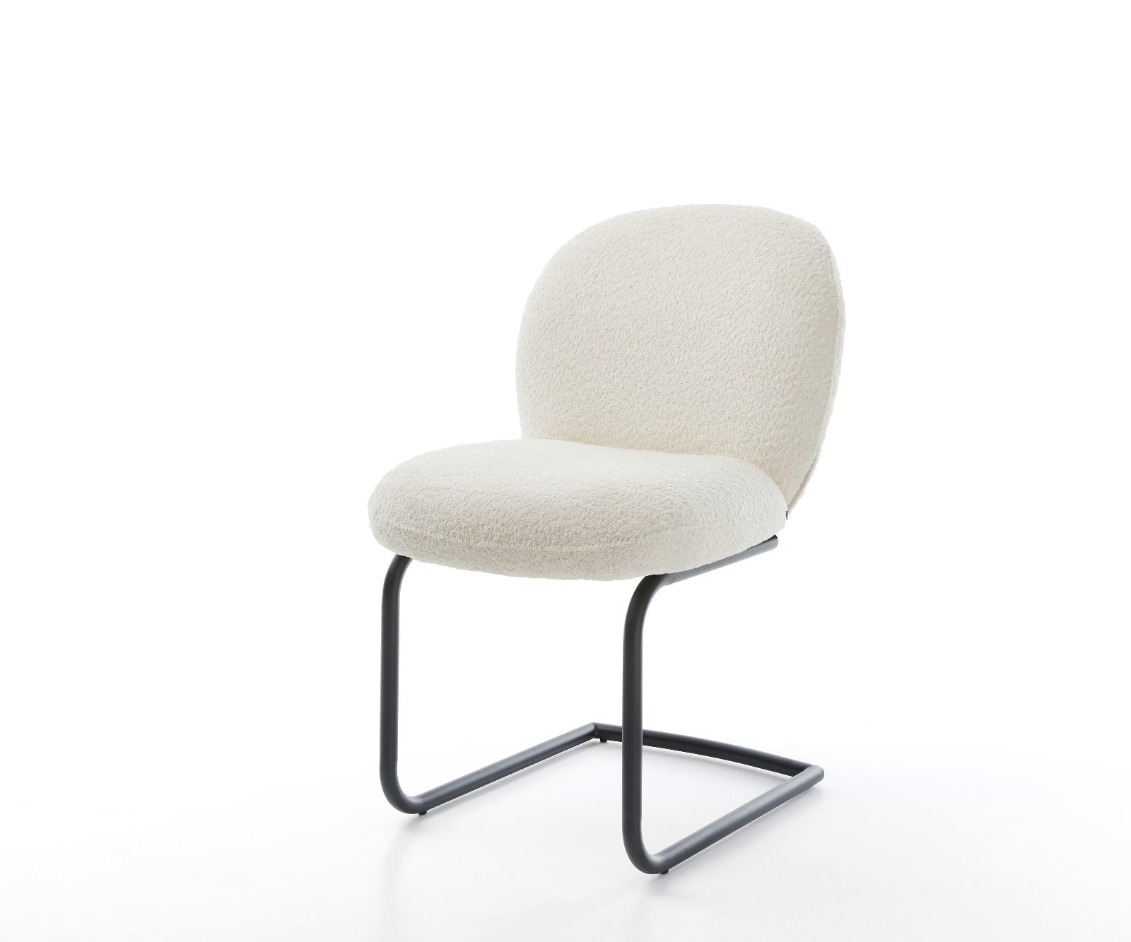 Cantilever Nube-Flex bouclé blanc pied cantilever rond noir ressorts ensachés 1