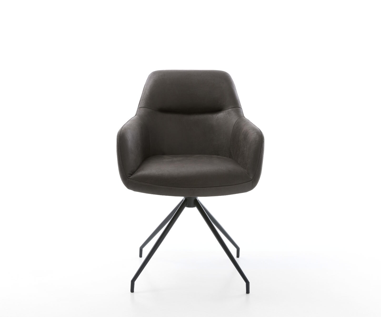Chaise-de-salle-à-manger Pejo-Flex microvelours anthracite vintage pied croisé conique noir ressorts ensachés 1