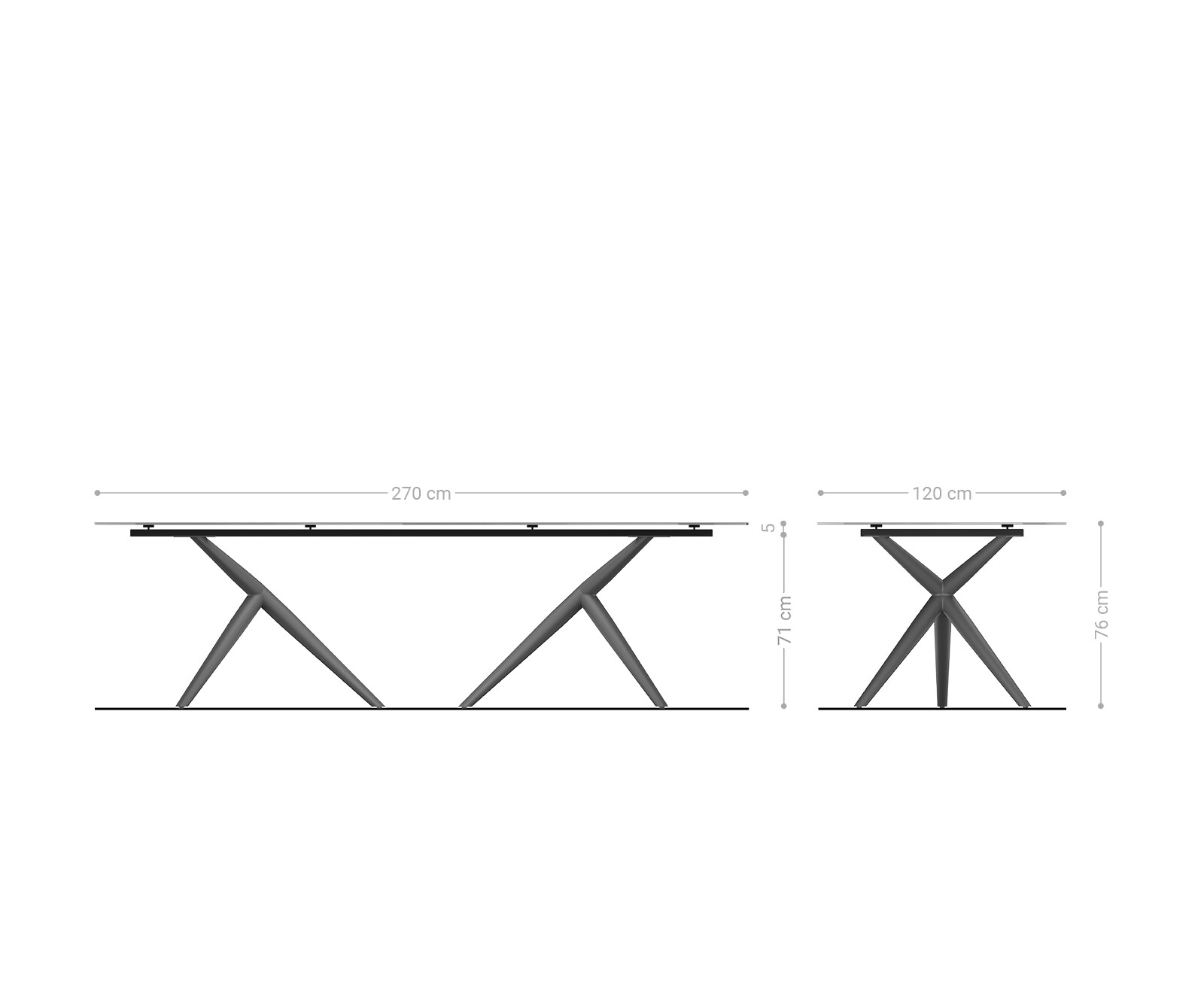 Table à manger Edge Boot 270x120 Céramique Iris FMG Onice Grigio Estelar rond Métal finition à effet Titane 8