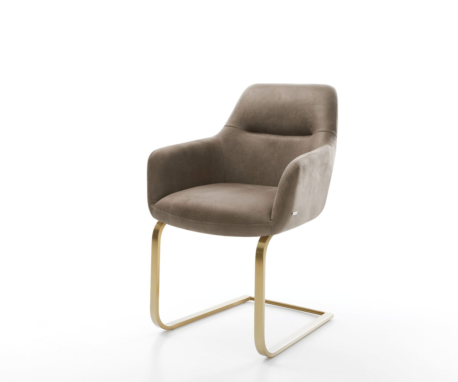 Cantilever Pejo-Flex microvelours taupe vintage pied cantilever plat or ressorts ensachés
