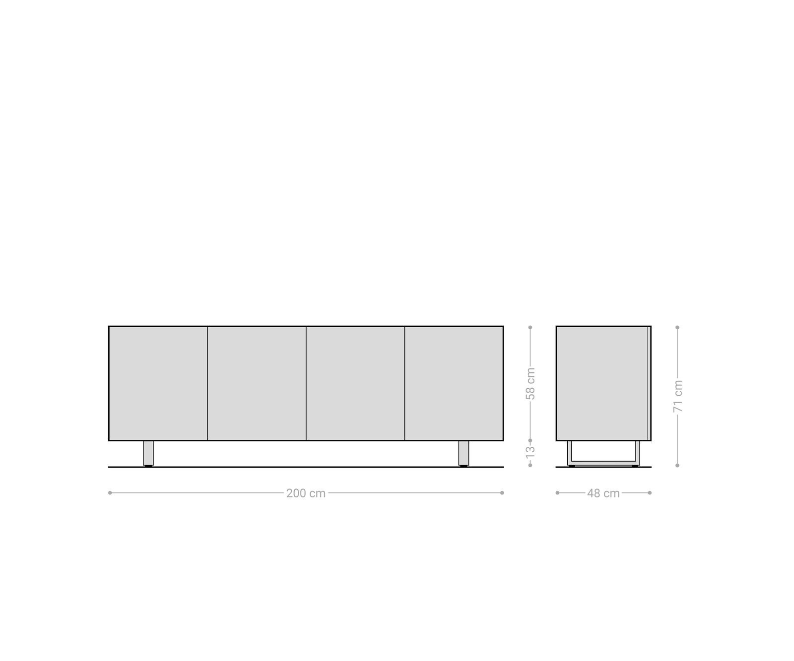 Buffet Ashara 200 cm chêne naturel effet 3D 4 portes piètement traîneau métal noir 5
