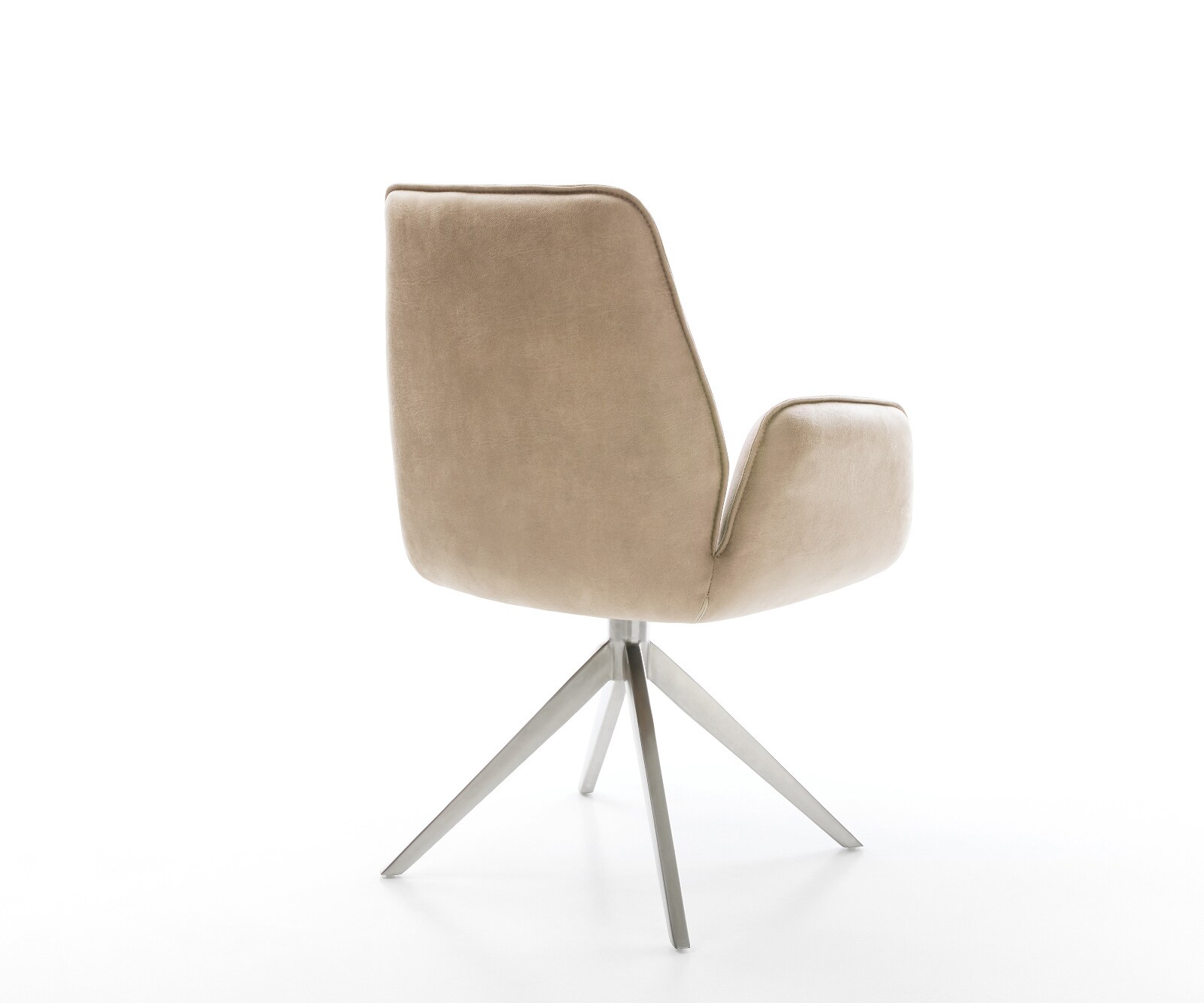 Chaise-pivotante Zoa-Flex microvelours beige vintage pied croisé large acier inoxydable brossé pivotement sur 360° fonction bascule ressorts ensachés 5