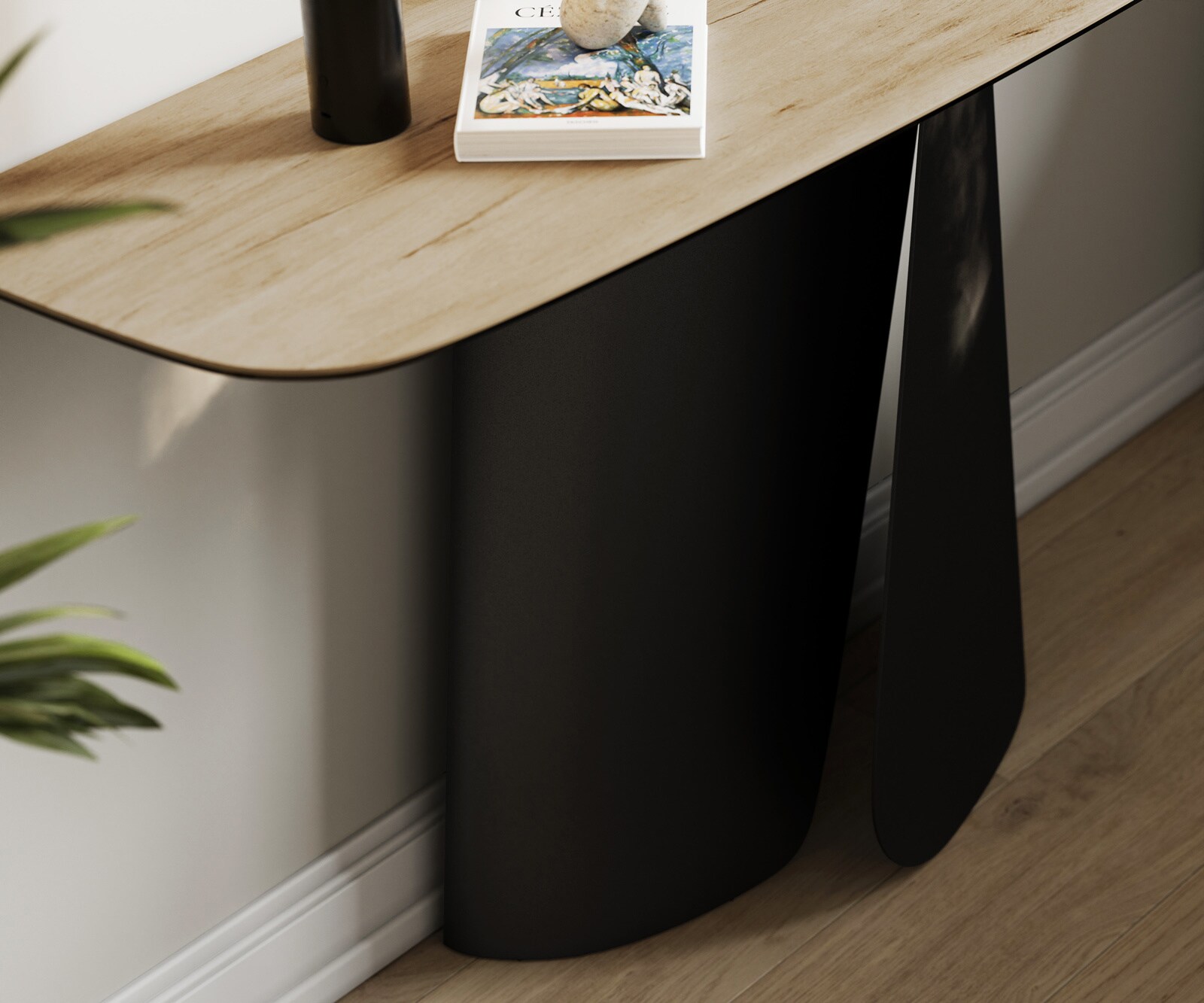 Console Edge forme bateau 140x40 cm Céramique Laminam® Sabbia Eichefarbig Livos Métal Noir 6