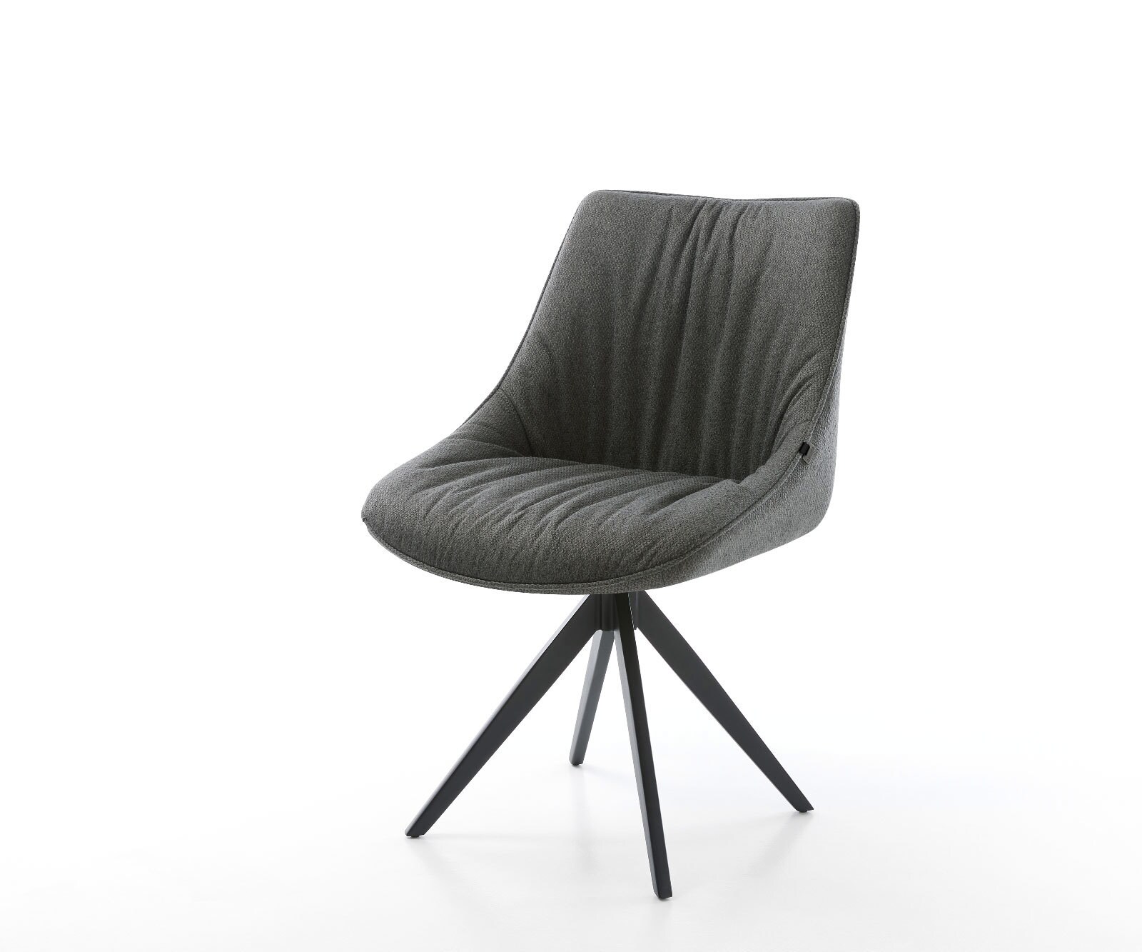 Chaise-pivotante Elda-Flex tissu texturé anthracite pied croisé angulaire noir pivotement sur 180°