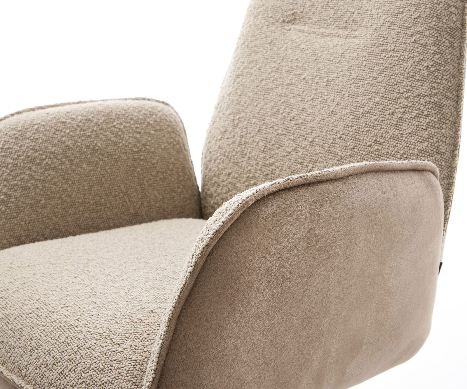 Chaise-pivotante Zoa-Flex tissu mixte couleur boue pied de chaise 4 branches acier inoxydable brossé pivotement sur 360° fonction bascule ressorts ensachés 4