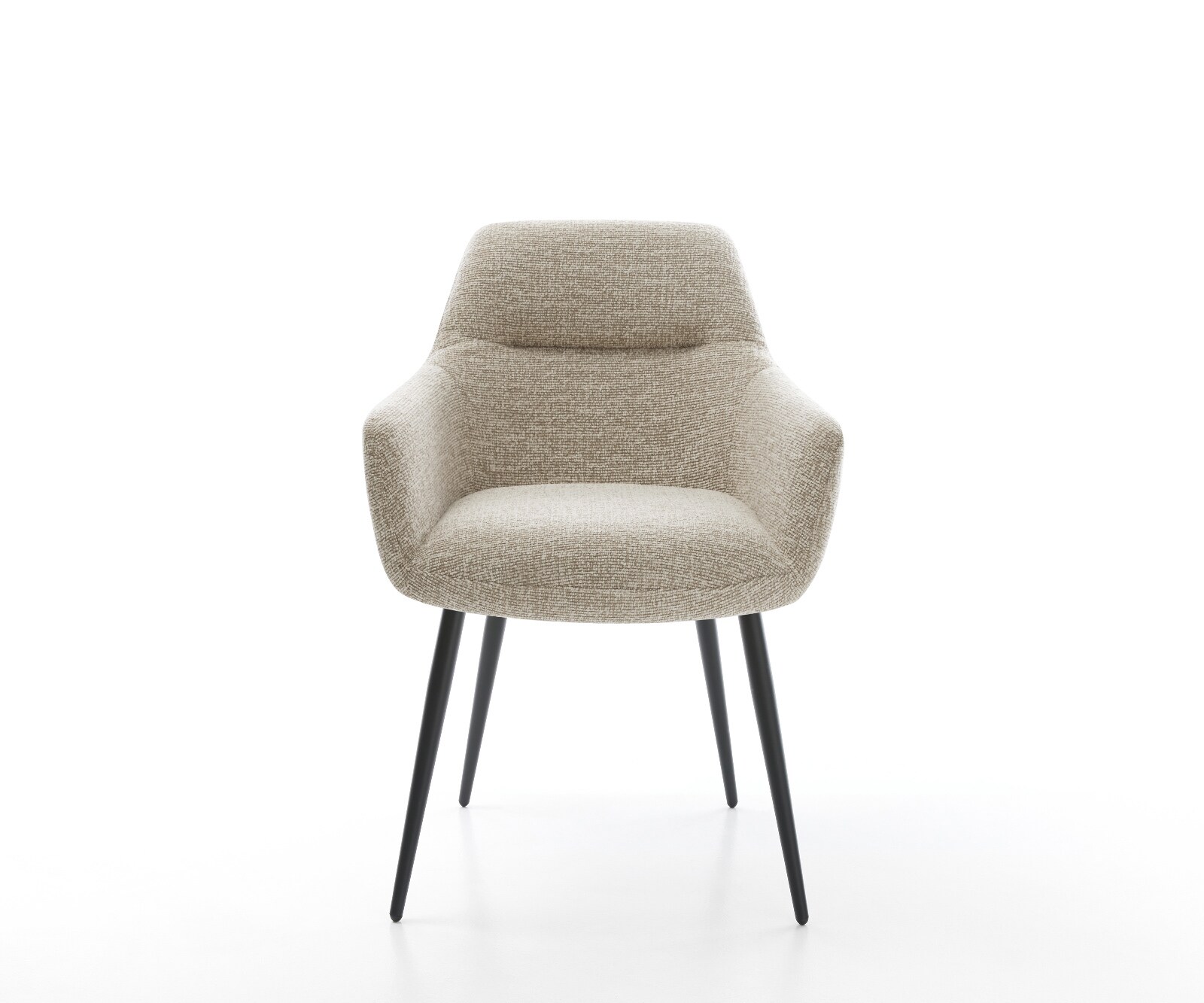 Chaise-de-salle-à-manger Pejo-Flex tissu tissé doux beige 4 pieds coniques noir resorts ensachés 2