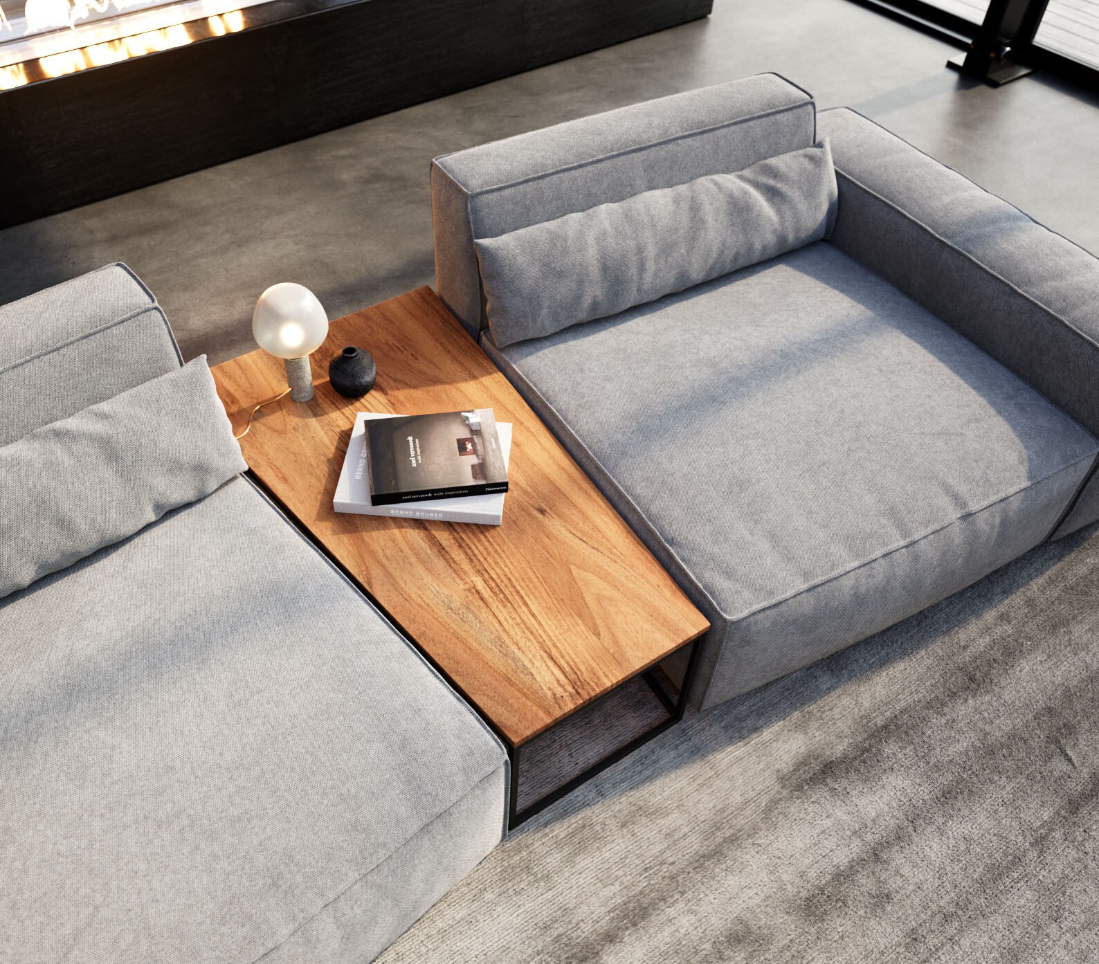 Table-d'appoint Tatius 120x40/70 acacia naturel piètement noir assorti à la table trapèze Sirpio 3