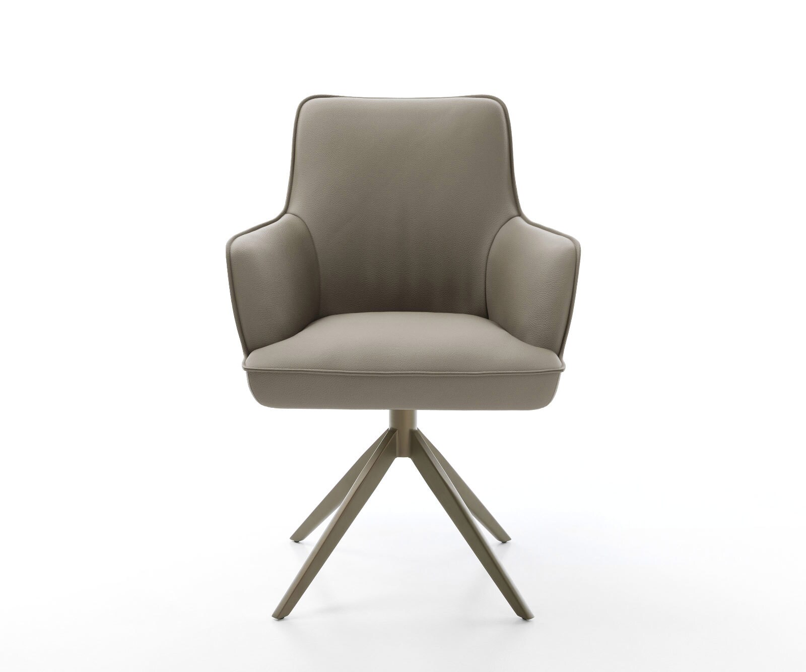 Chaise-pivotante Heira-Flex cuir de vache couleur boue pied croisé large aspect titane pivotement sur 360° fonction bascule ressorts ensachés 1