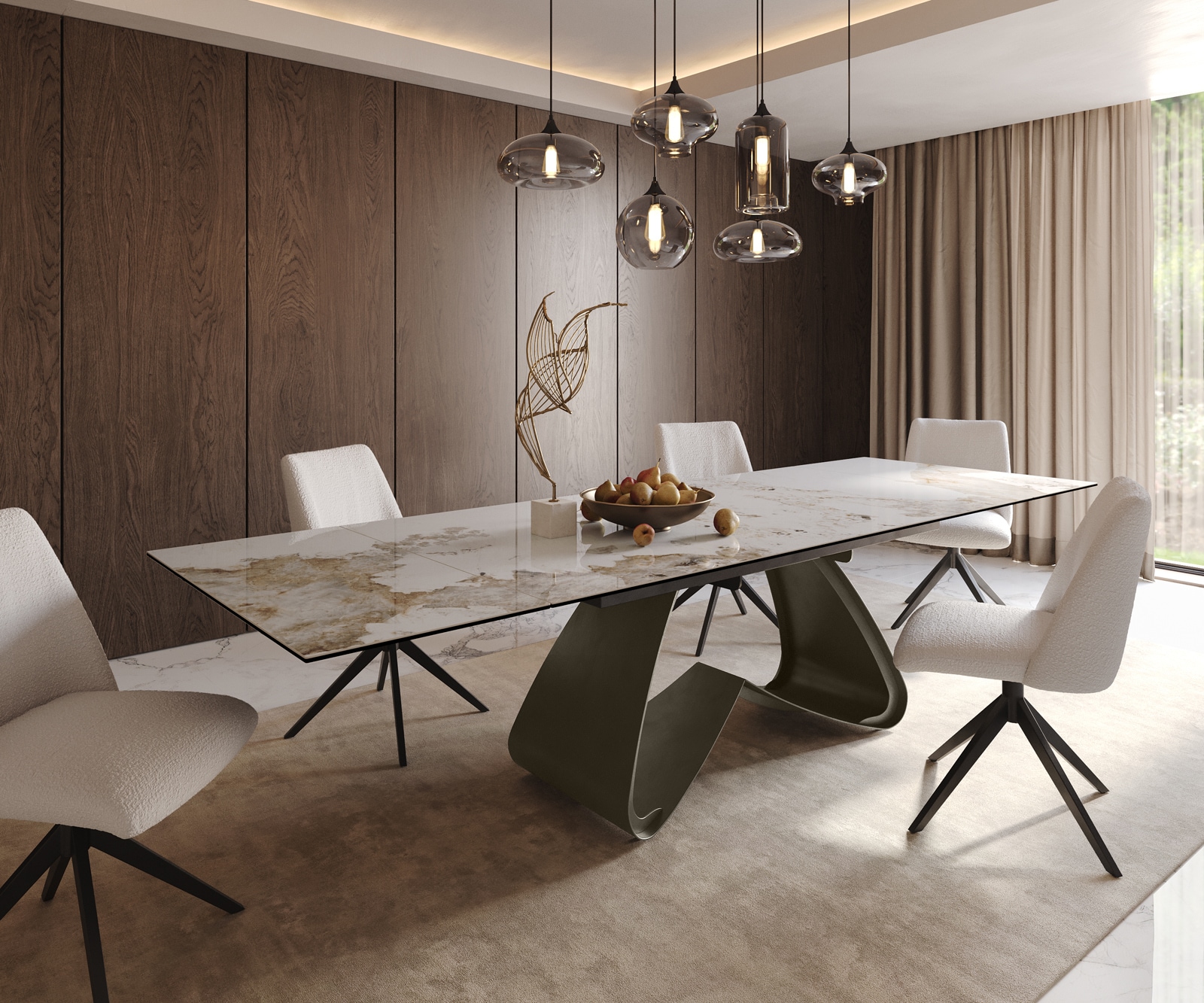 Table à manger Edge 200-300x100 Céramique Minas Melange Blanc-Beige cadre en W Effet Titane Extensible Table à manger Edge 200-300x100 Céramique Minas Melange Blanc-Beige cadre en W Effet Titane Extensible