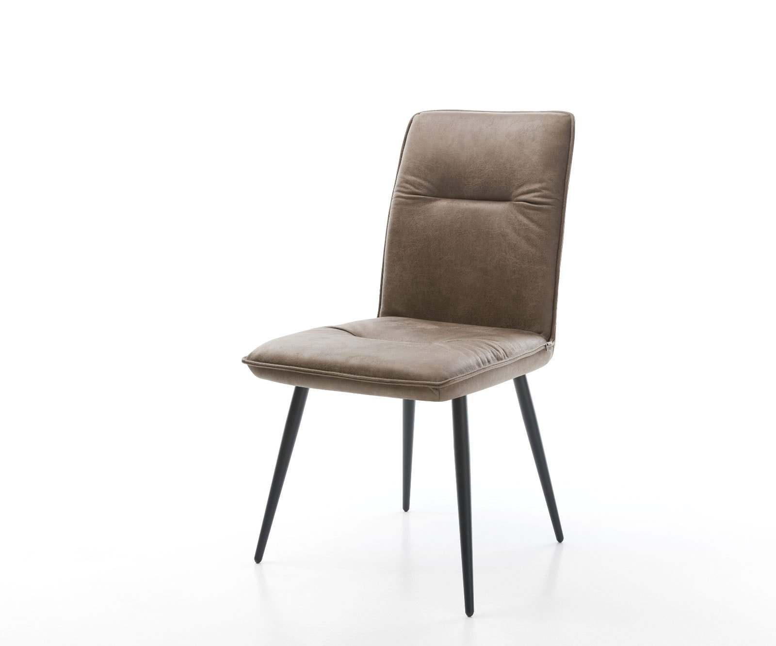 Chaise-de-salle-à-manger Vinjo-Flex microvelours taupe vintage 4 pieds coniques noir Chaise-de-salle-à-manger Vinjo-Flex microvelours taupe vintage 4 pieds coniques noir