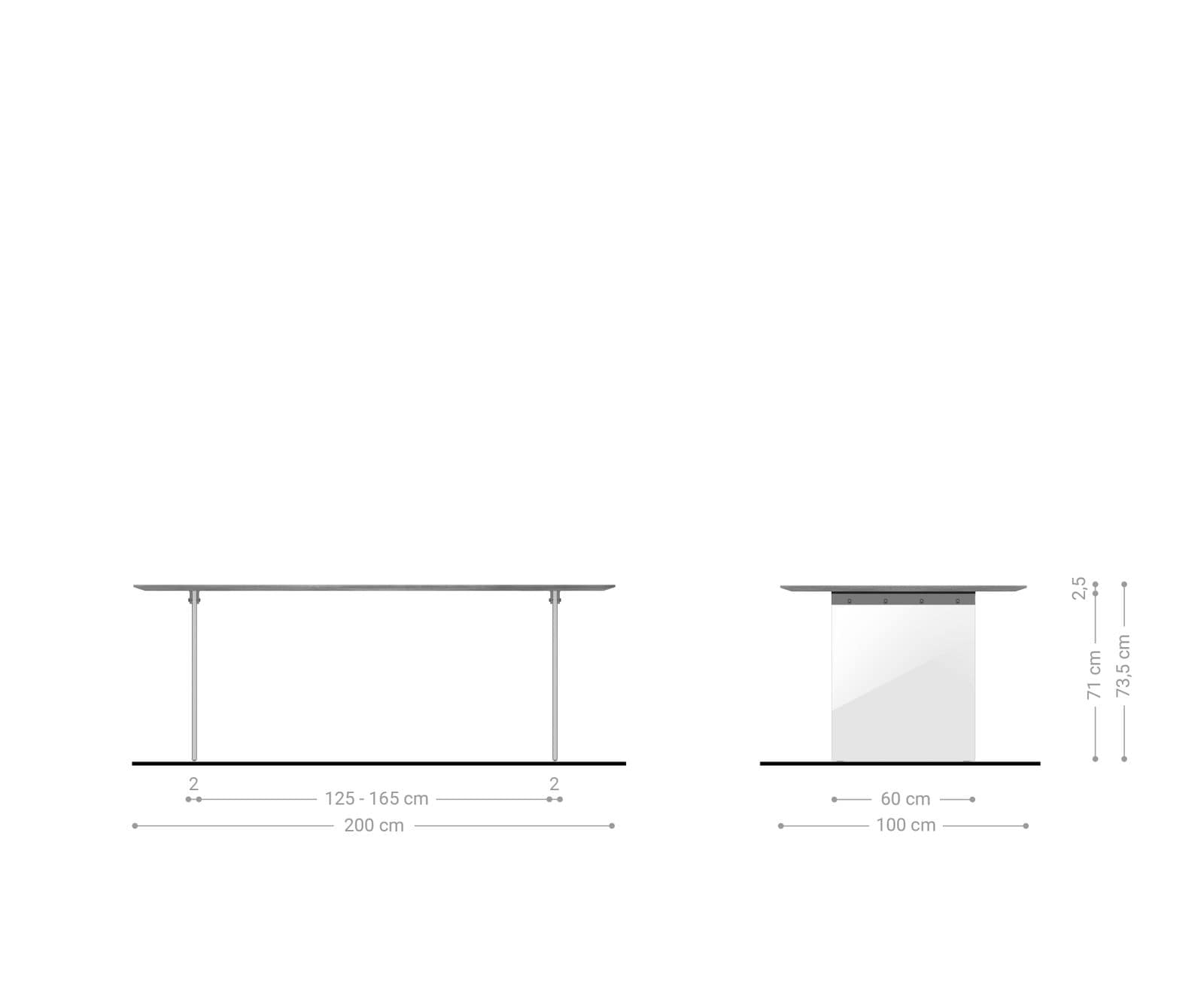 Table-à-manger Edge 200x100 cm acacia nature cadre verre bord suisse 4 Table-à-manger Edge 200x100 cm acacia nature cadre verre bord suisse 4