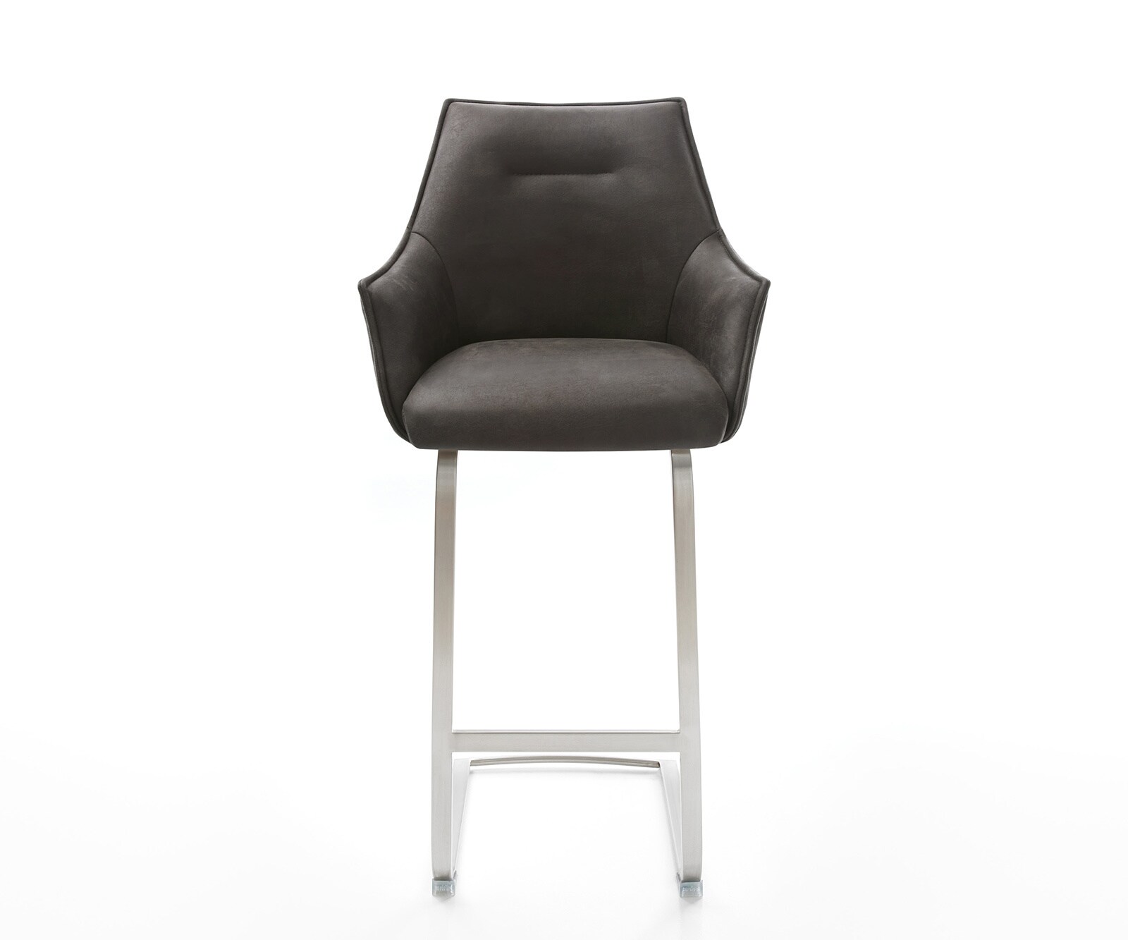 Chaise-de-bar Alja-Flex Microfibre Anthracite Vintage Chaise cantilever plate Acier inoxydable Ressorts ensachés 1