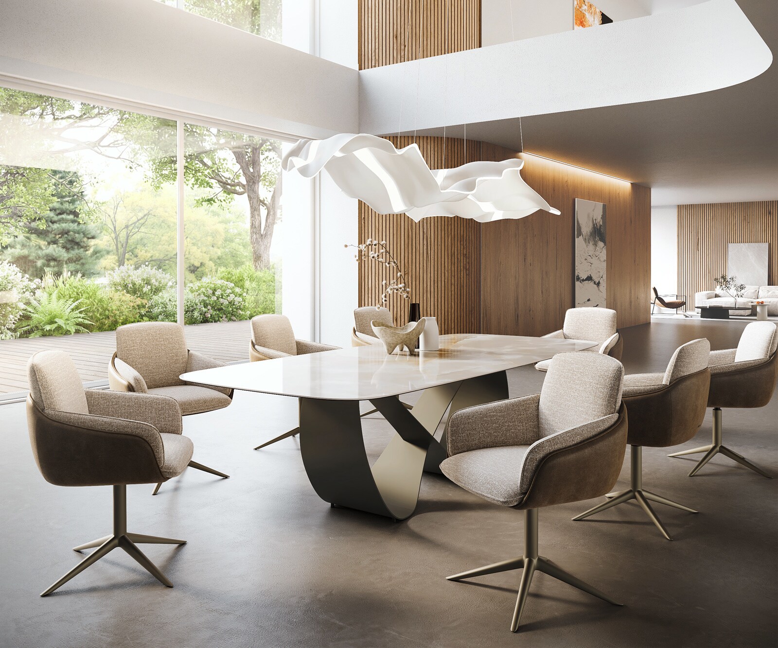 Table à manger Edge Boot 270x120 cm Céramique Iris FMG Onice Grigio Infinity Métal Finition effet Titan 6