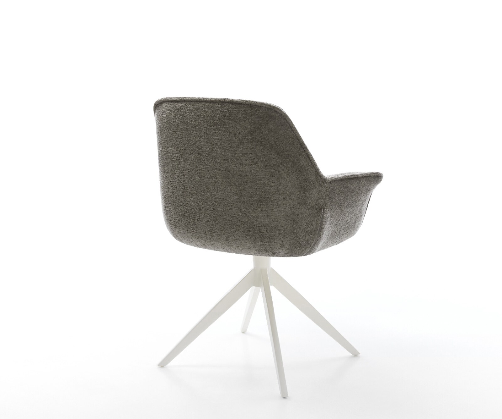 Chaise-pivotante Keila-Flex avec accoudoirs bouclé doux couleur boue pied croisé large blanc pivotement sur 360° fonction bascule 5