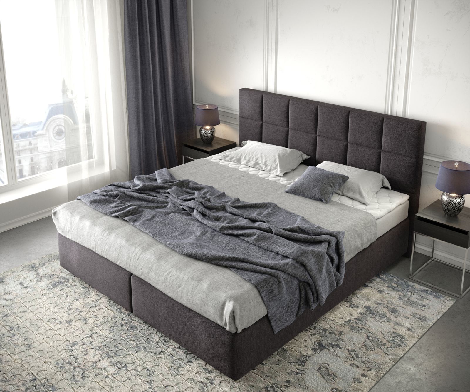 Lit à sommier tapissier Dream-Fine 180x200 Microfibre Noir 3