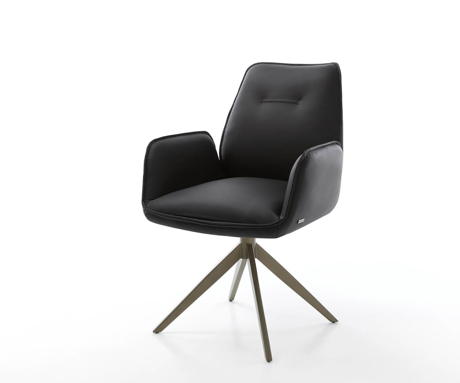 Chaise-pivotante Zoa-Flex cuir de vache noir pied croisé large aspect titane pivotement sur 360° ressorts ensachés