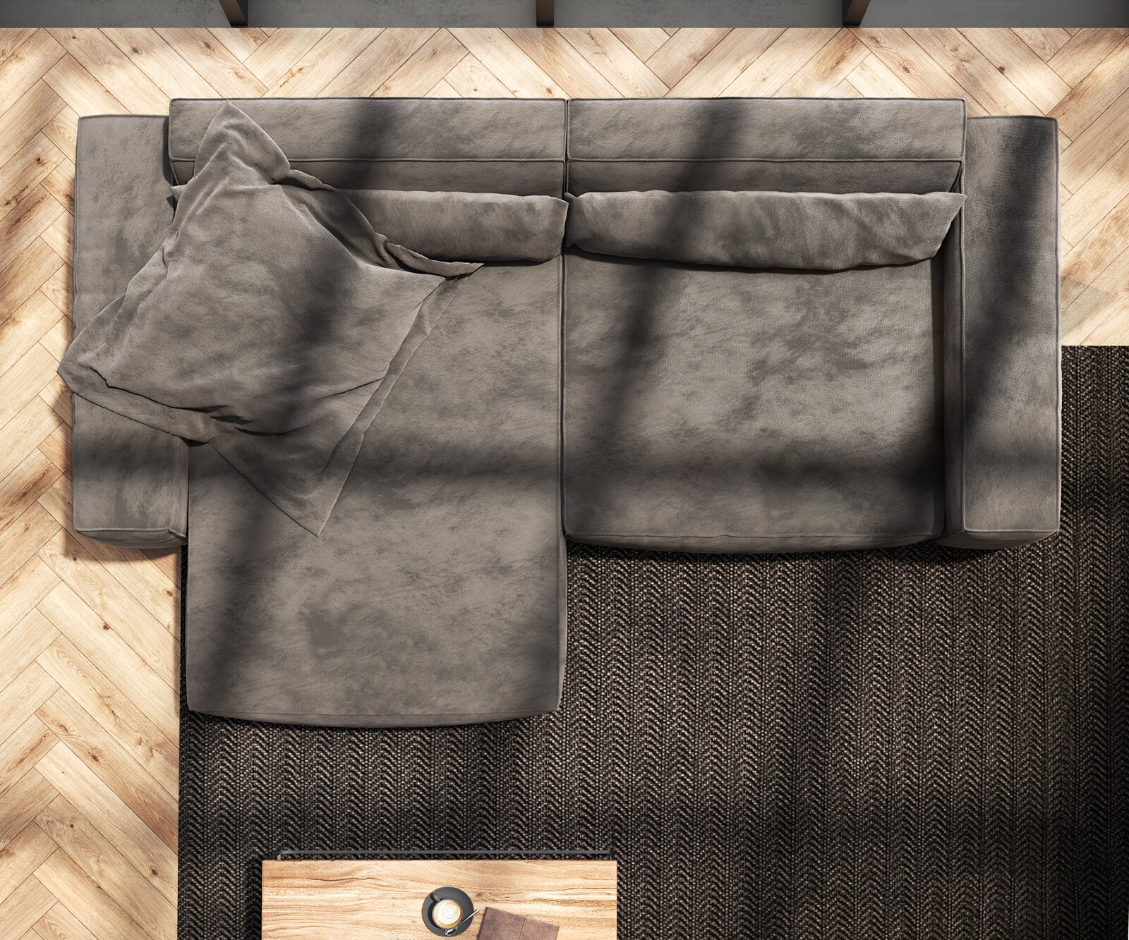 Canapé-d'angle Sirpio XL 270x170 cm microfibre marron kaki Recamière variable 8