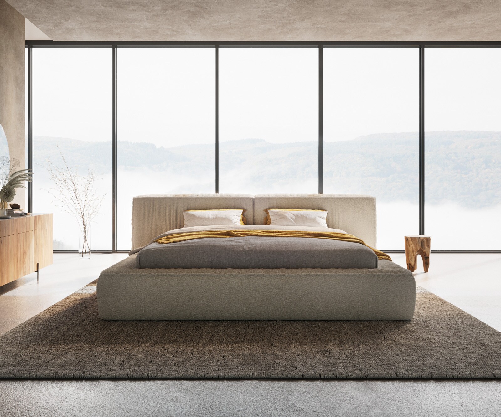 Sommier-rembourré Coperti 180x200 cm Bouclé blanc crème 3