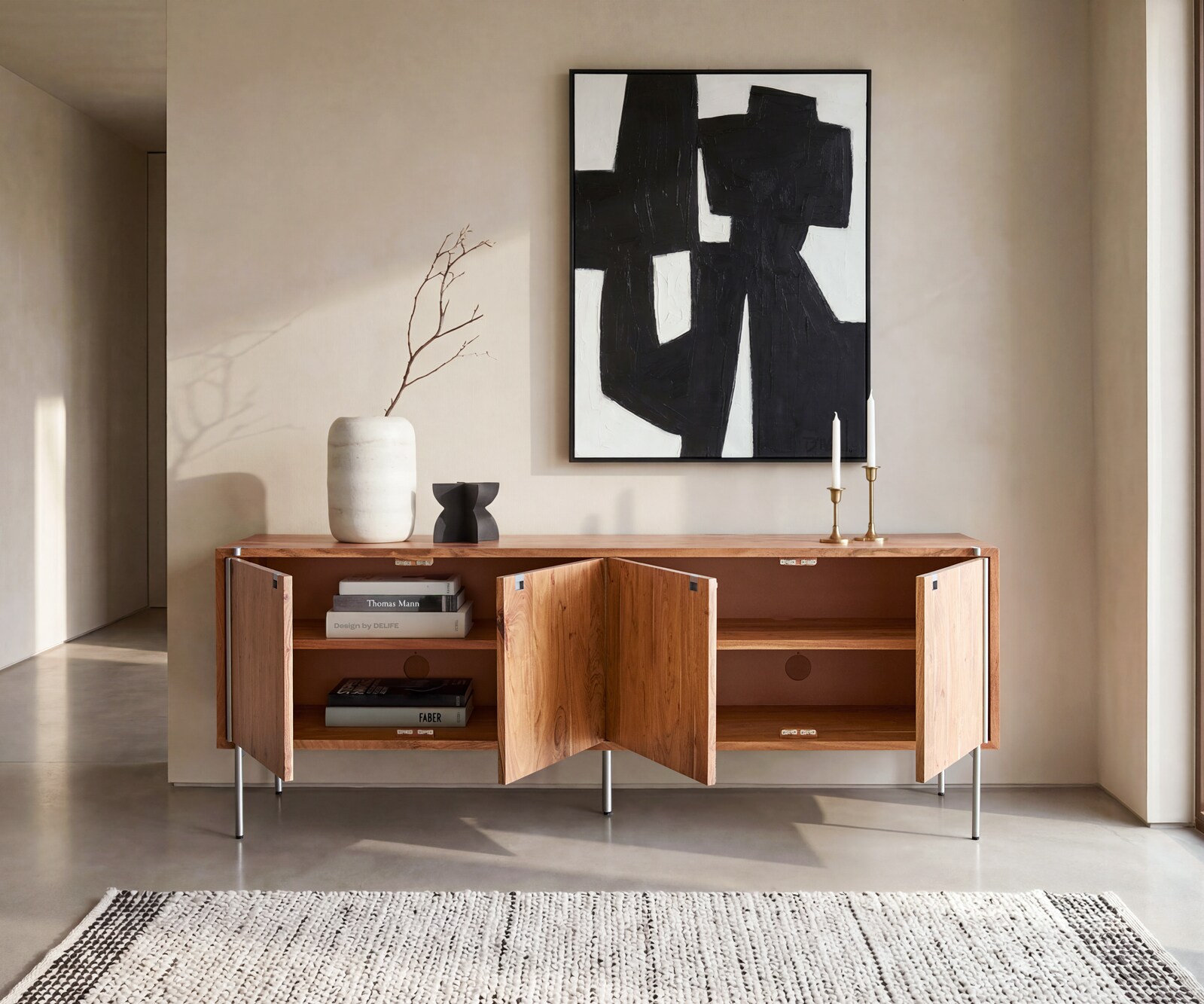 Buffet Rivoro 210 cm acacia naturel 4 portes 2