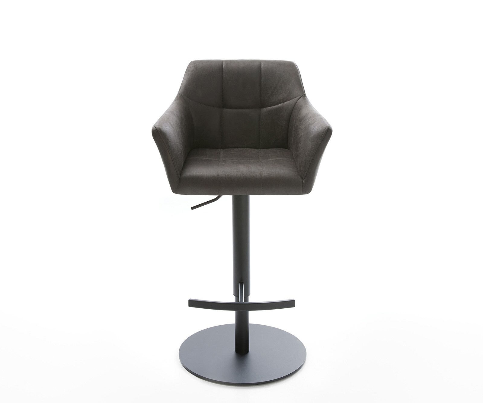Chaise-de-bar Yulo-Flex vintage anthracite base tournante réglable en haut métal 1