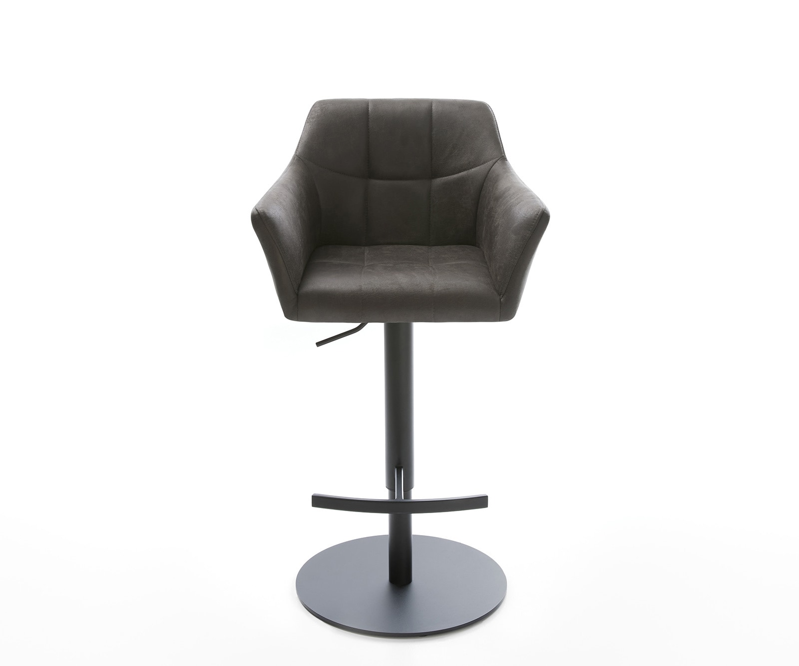 Chaise-de-bar Yulo-Flex vintage anthracite base tournante réglable en haut métal 1 Chaise-de-bar Yulo-Flex vintage anthracite base tournante réglable en haut métal 1