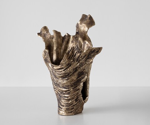 Vase Corallo l37 x P18 x H48 cm Aluminium Oro Antico Fait main
