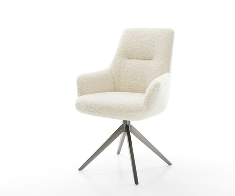 Chaise-pivotante Zelia-Flex avec accoudoirs tissu teddy beige pied croisé large grafiete pivotement sur 360° fonction bascule resorts ensachés