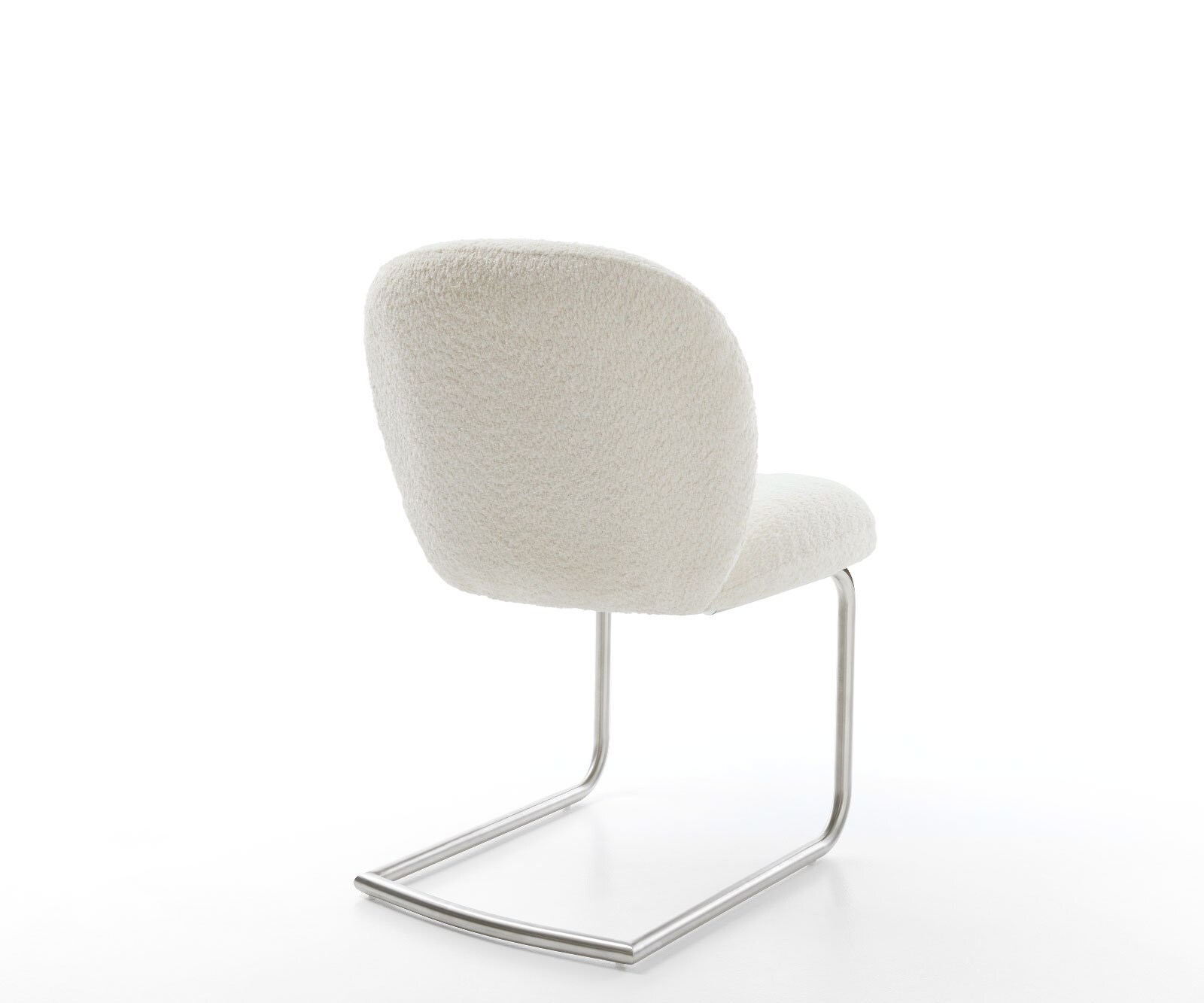 Cantilever Nube-Flex bouclé blanc pied cantilever rond acier inoxydable brossé ressorts ensachés 5