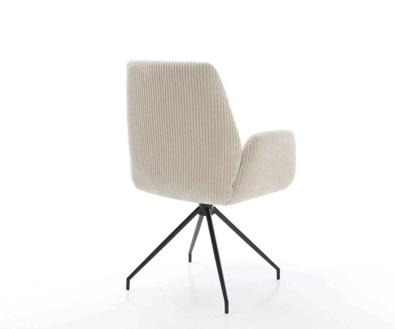 Chaise-de-salle-à-manger Zoa-Flex côtelé beige vintage pied croisé conique noir ressorts ensachés 4