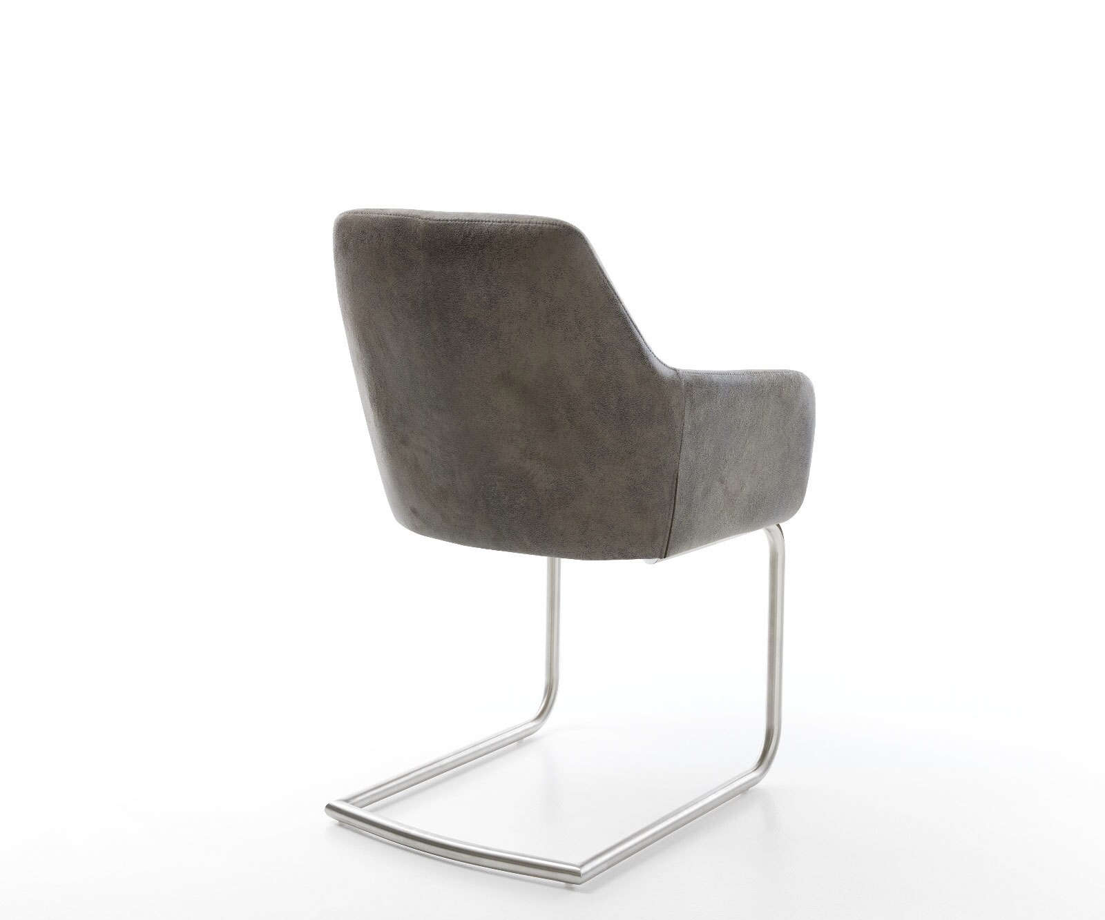 Cantilever Pejo-Flex microvelours gris antique pied cantilever rond acier inoxydable brossé ressorts ensachés 4