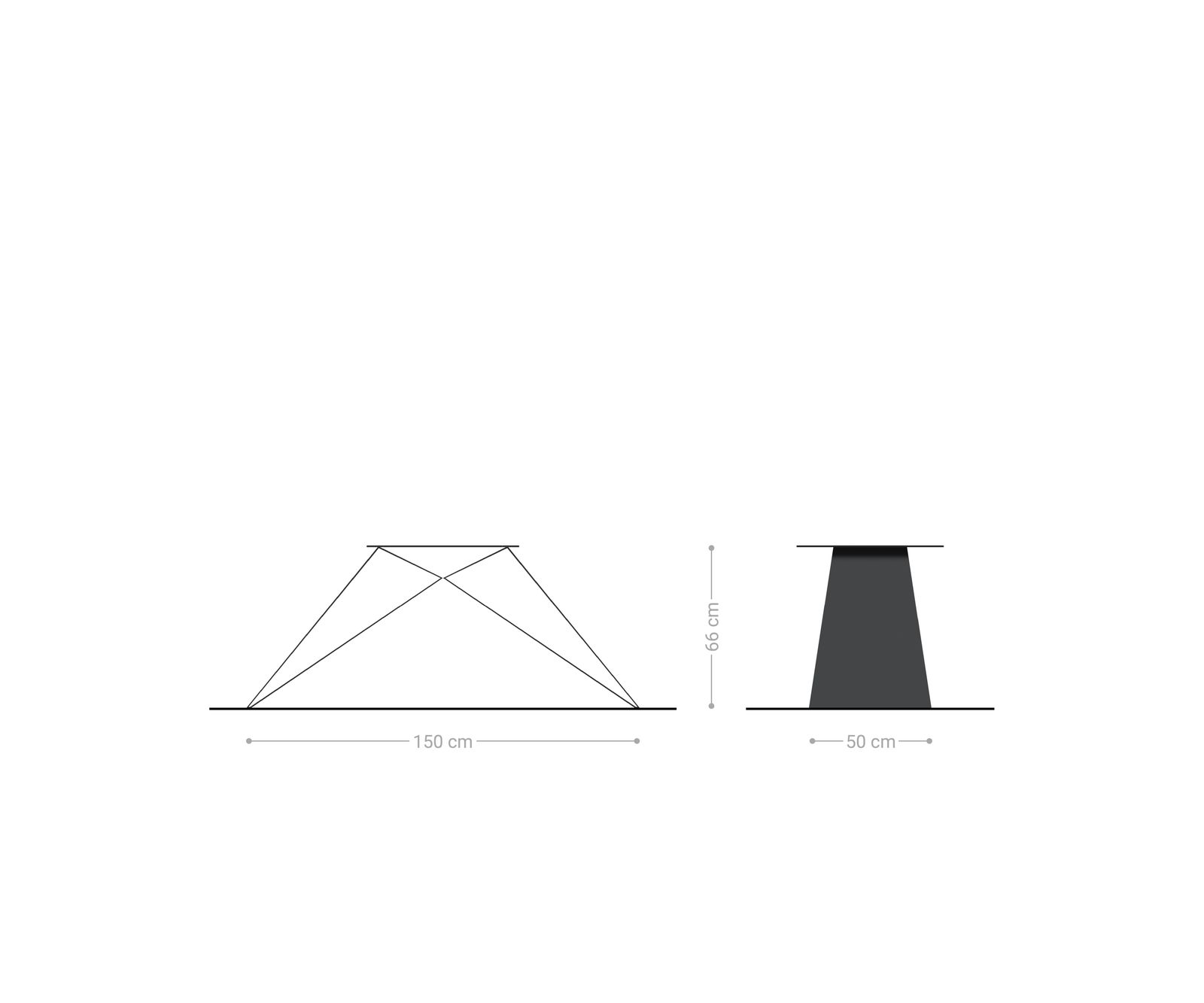 Cadre en V acier plat métal noir pour tables extensibles de 180-220 cm 2