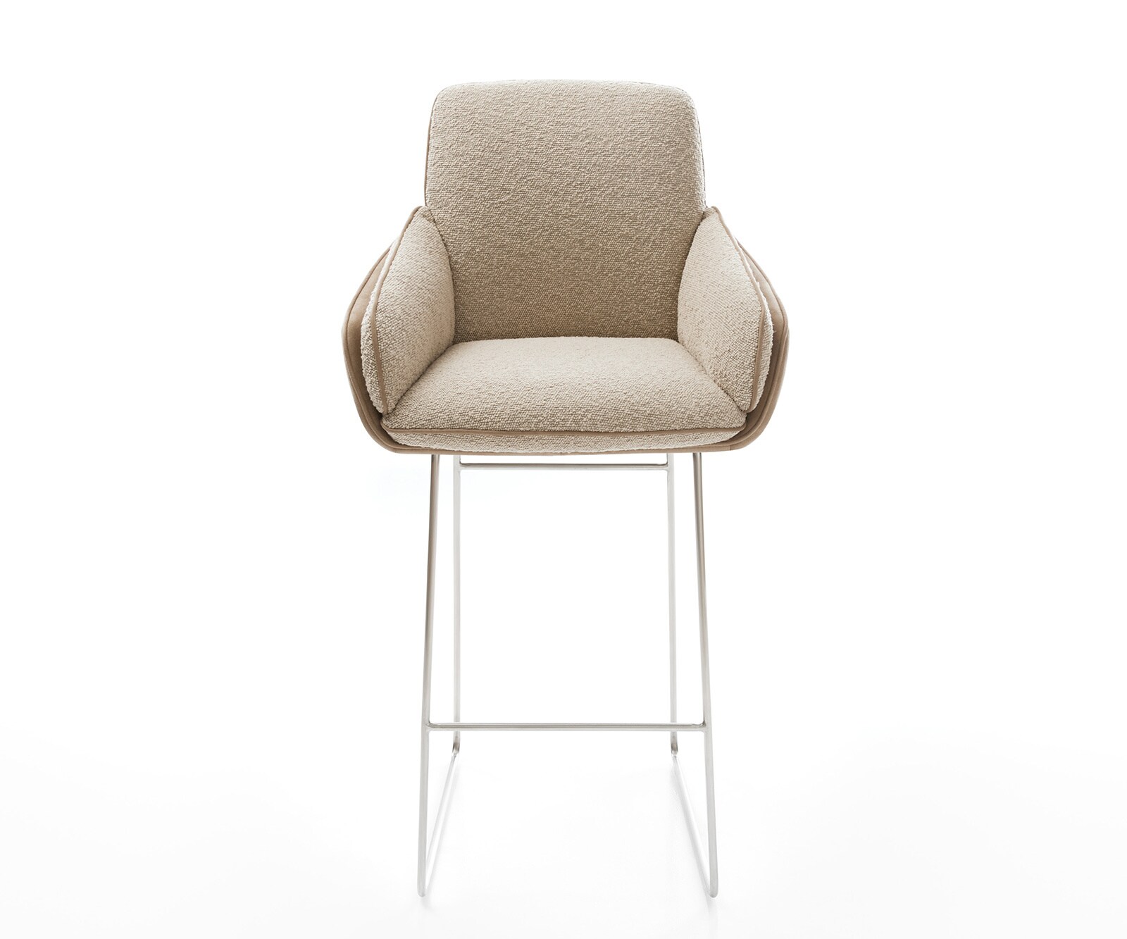 Chaise-de-bar Luan-Flex mélange de matériaux boue piétement traîneau inox ressorts ensachés 2