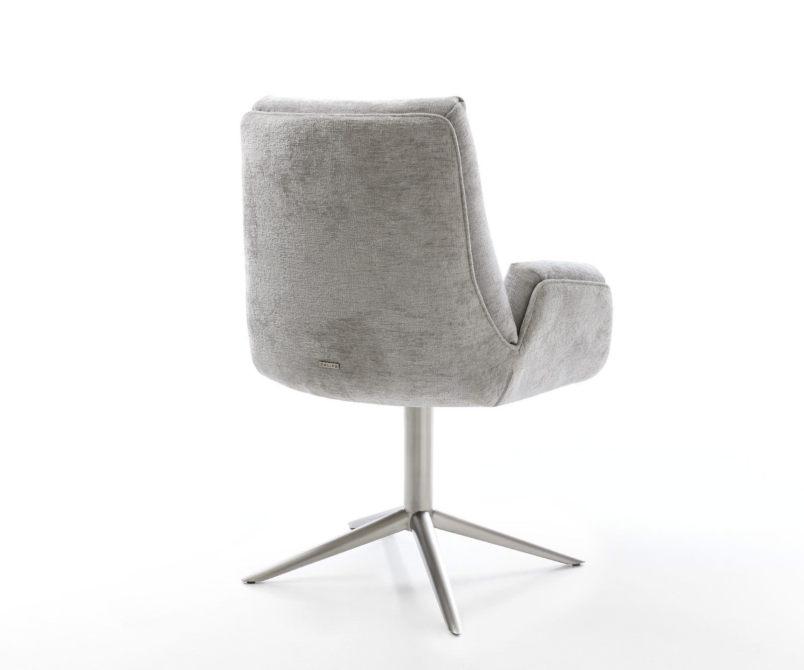 Chaise-pivotante Clea-Flex chenille gris argenté pied de chaise 4 branches acier inoxydable brossé pivotement sur 360° fonction bascule 5