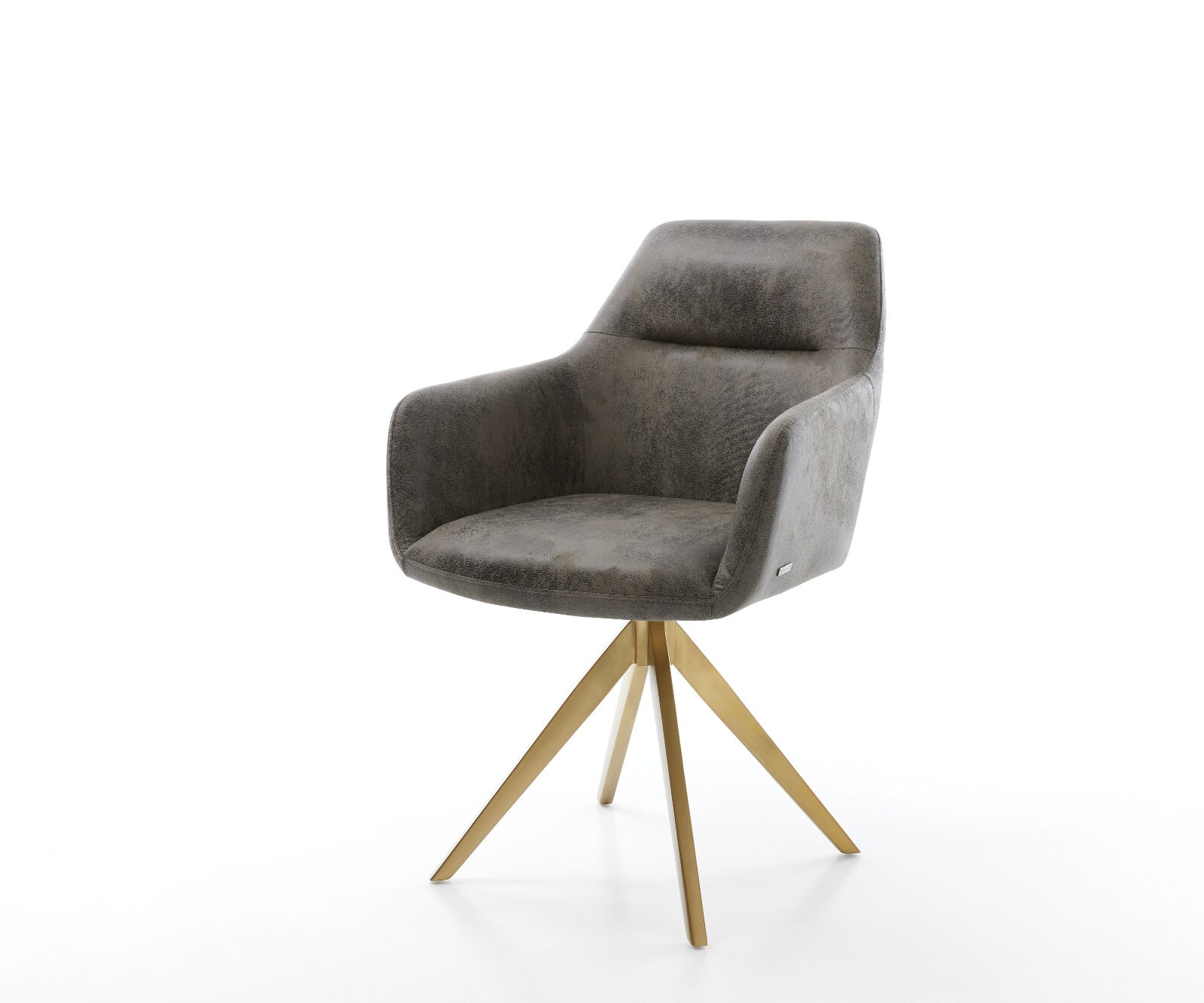 Chaise-pivotante Pejo-Flex gris antique cadre croisé angulaire or pivote sur 180°