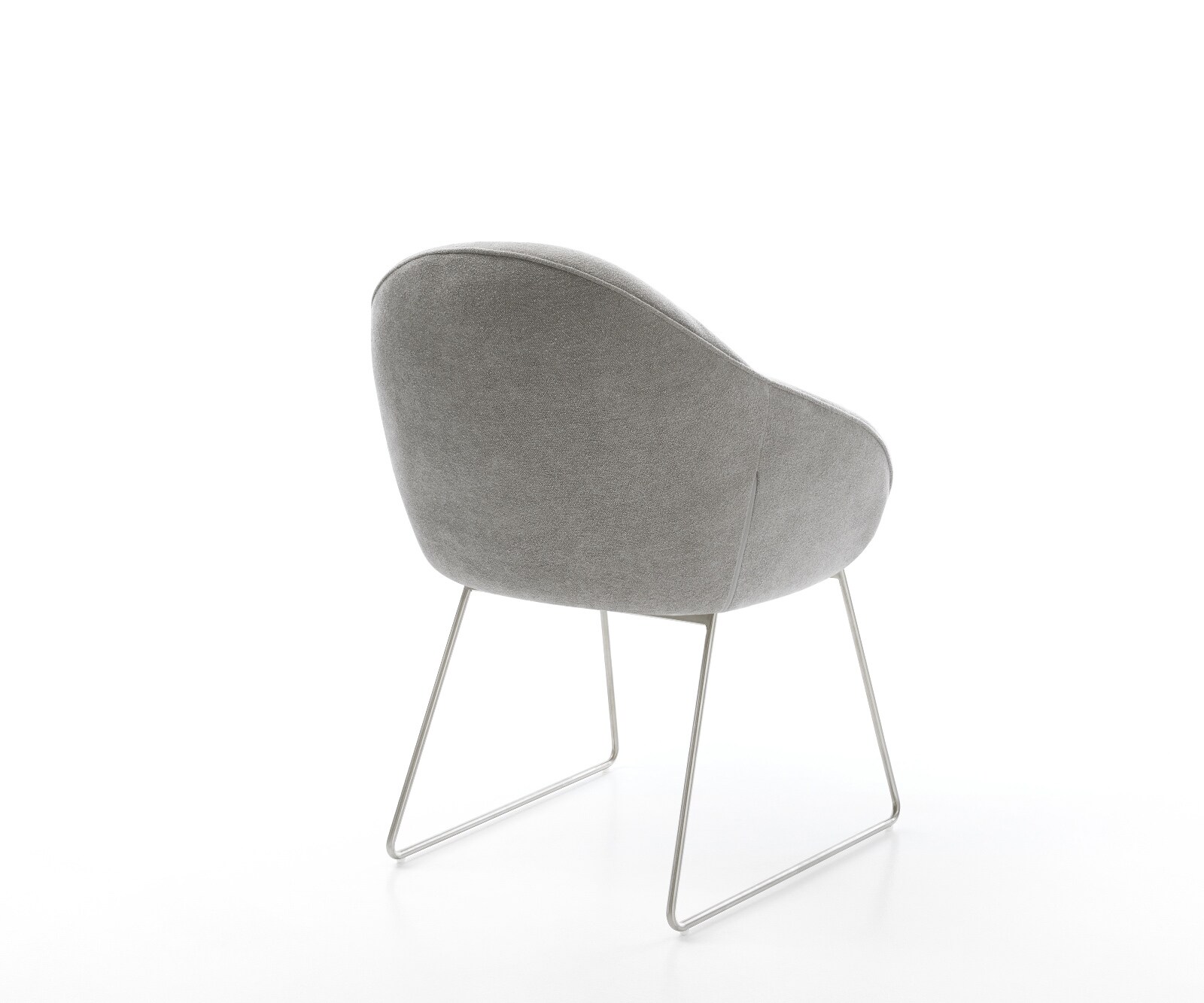 Chaise-de-salle-à-manger Gaio-Flex tissu structuré doux gris pied trapèze acier inoxydable 5