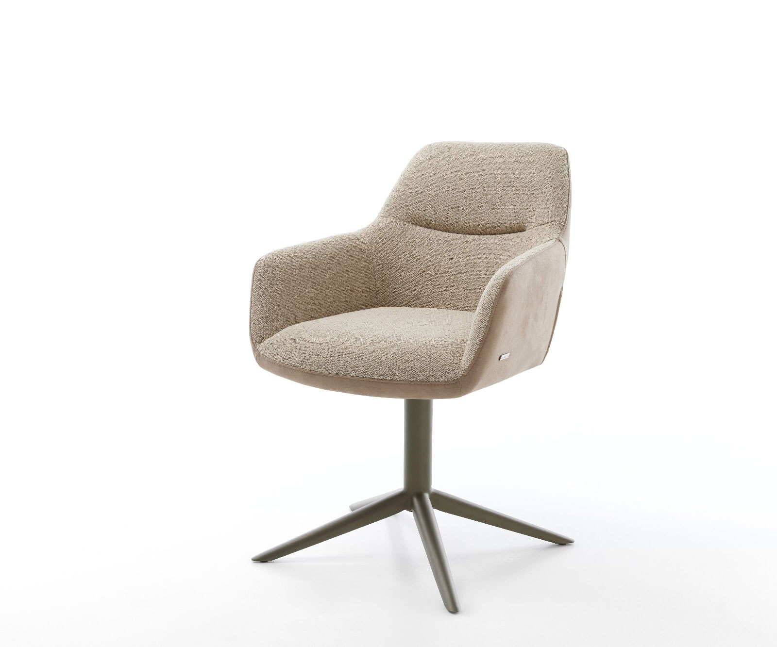 Chaise-pivotante Pejo-Flex tissu mixte couleur boue pied de chaise 4 branches aspect titane pivotement sur 360° fonction bascule ressorts ensachés