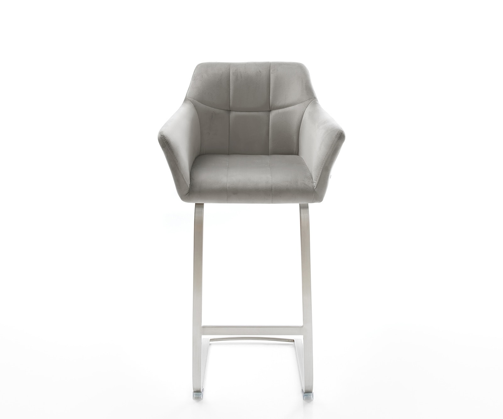 Chaise-de-bar Yulo-Flex velours gris chaise cantilever acier plat inoxydable 1 Chaise-de-bar Yulo-Flex velours gris chaise cantilever acier plat inoxydable 1