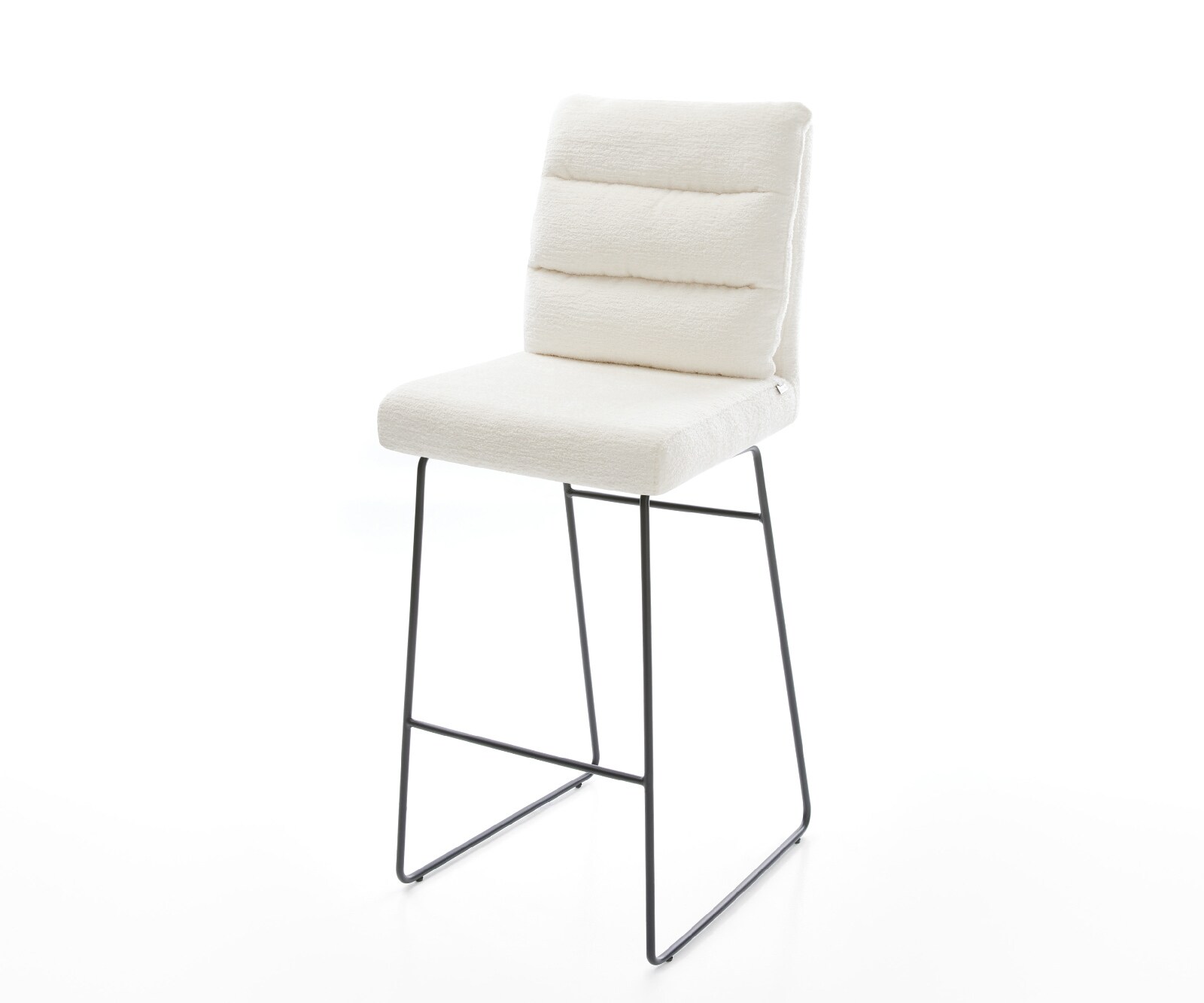 Chaise-de-bar Pela-Flex Bouclé doux Beige Pied trapèze noir Noir