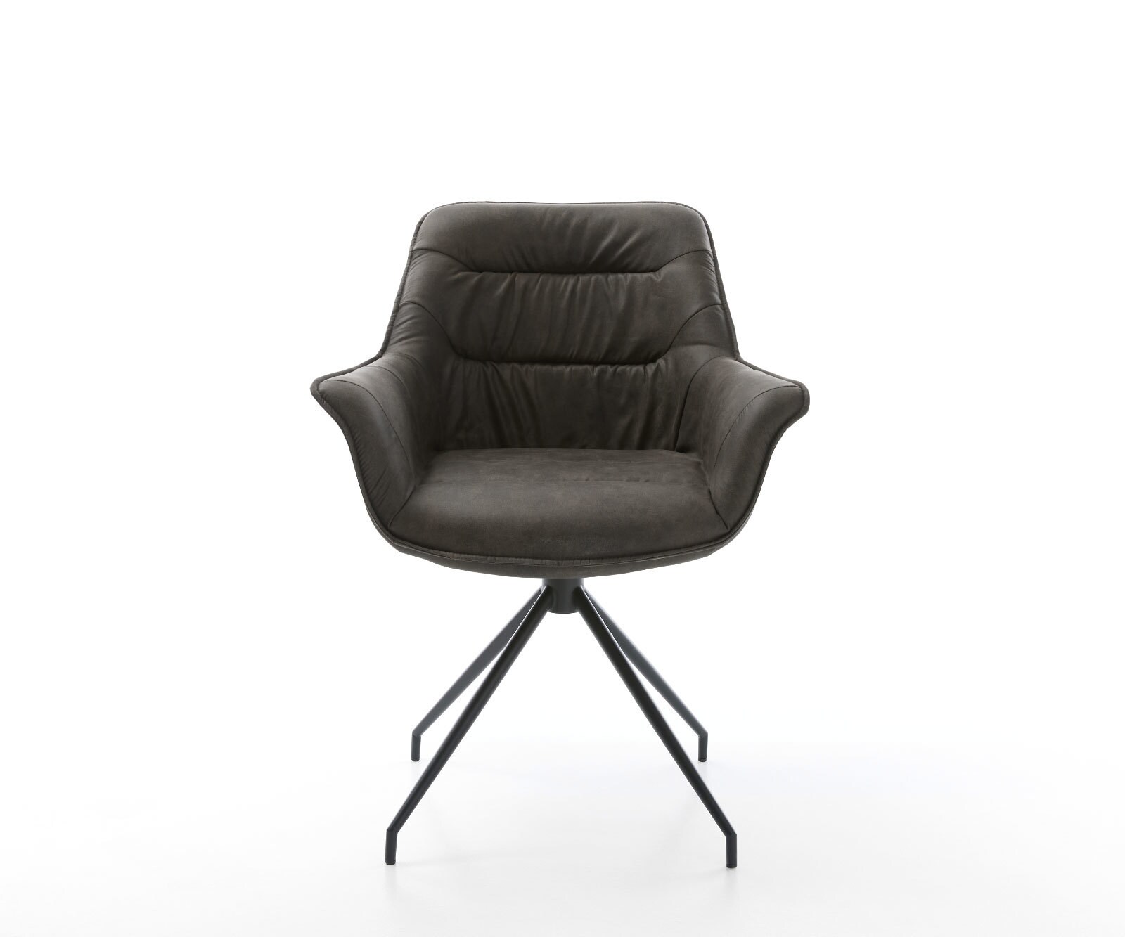 Chaise-de-salle-à-manger Kaira-Flex microvelours anthracite vintage pied croisé conique noir 1 Chaise-de-salle-à-manger Kaira-Flex microvelours anthracite vintage pied croisé conique noir 1