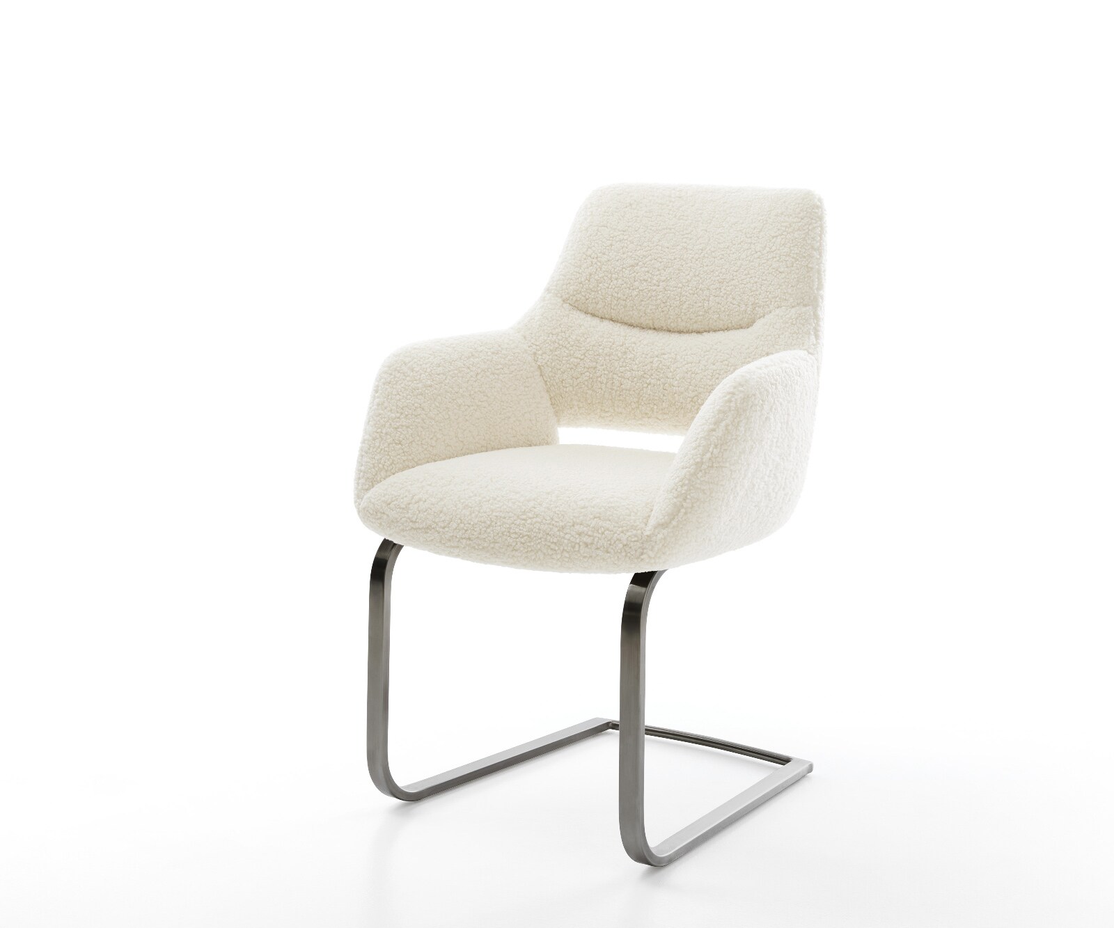 Cantilever Yago-Flex avec accoudoirs tissu teddy beige pied cantilever plat grafiete resorts ensachés 1