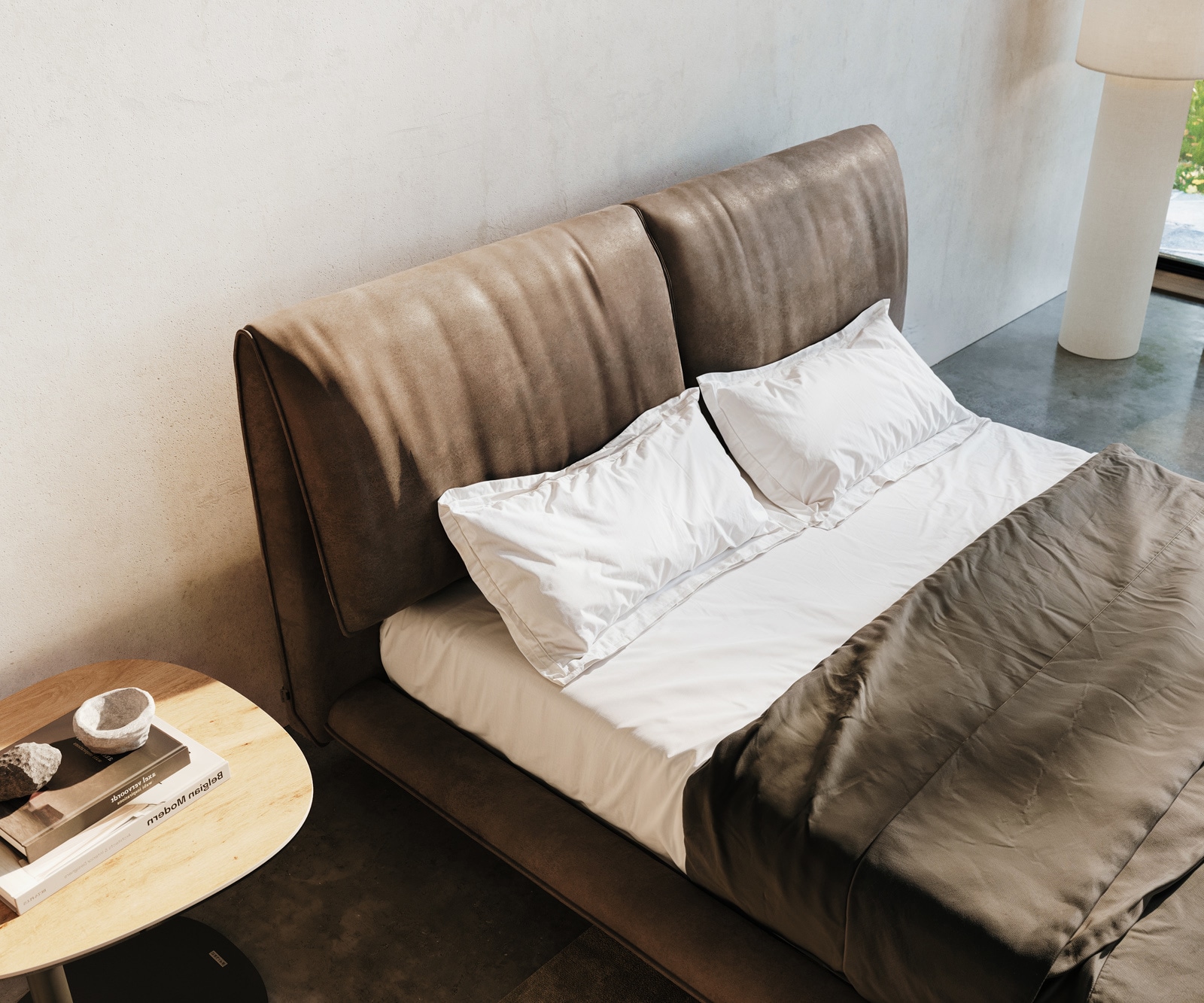 Sommier rembourré Cusino 140x200 cm microfibre taupe vintage 3 Sommier rembourré Cusino 140x200 cm microfibre taupe vintage 3