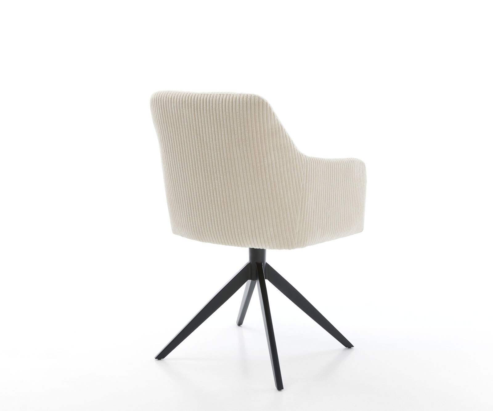 Chaise-de-salle-à-manger Greg-Flex côtelé beige vintage pied croisé large noir ressorts ensachés 4