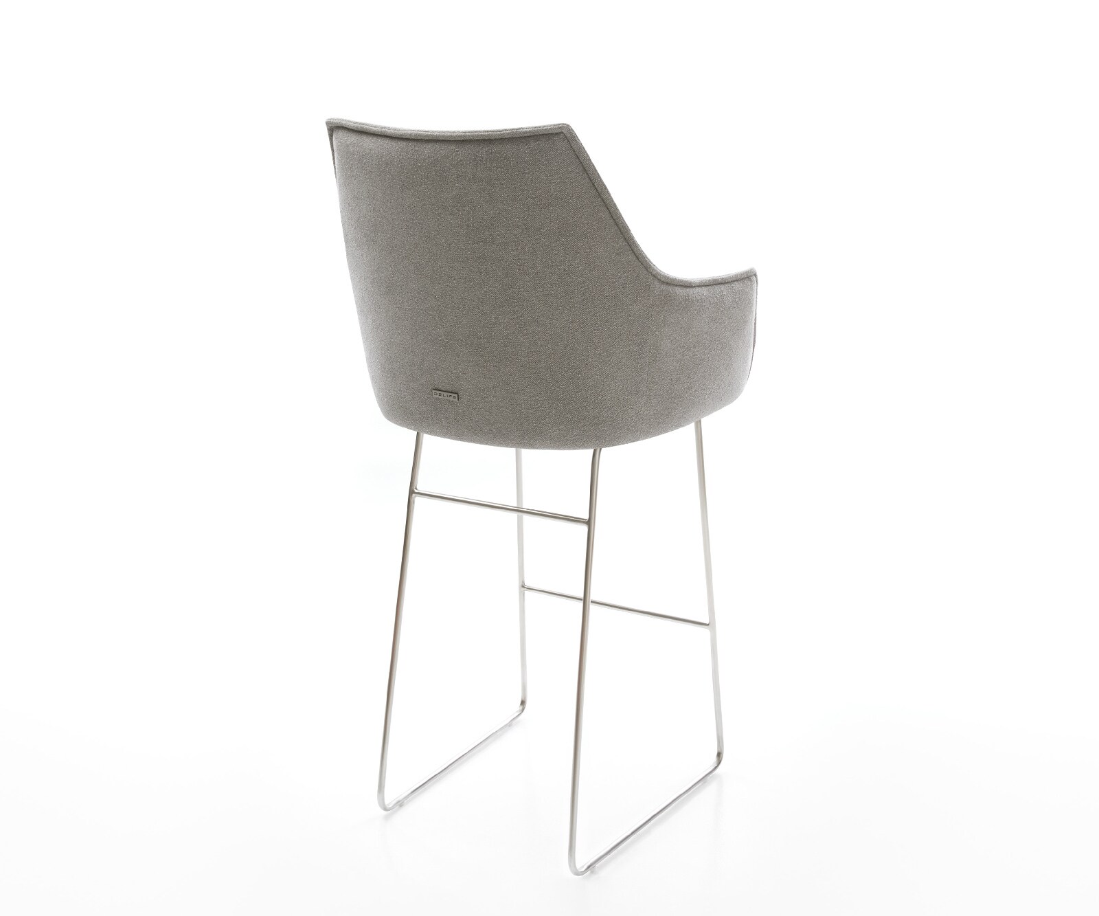 Chaise-de-bar Alja-Flex Tissu structuré doux Gris Pied trapèze acier inoxydable Argent Ressort ensaché 5