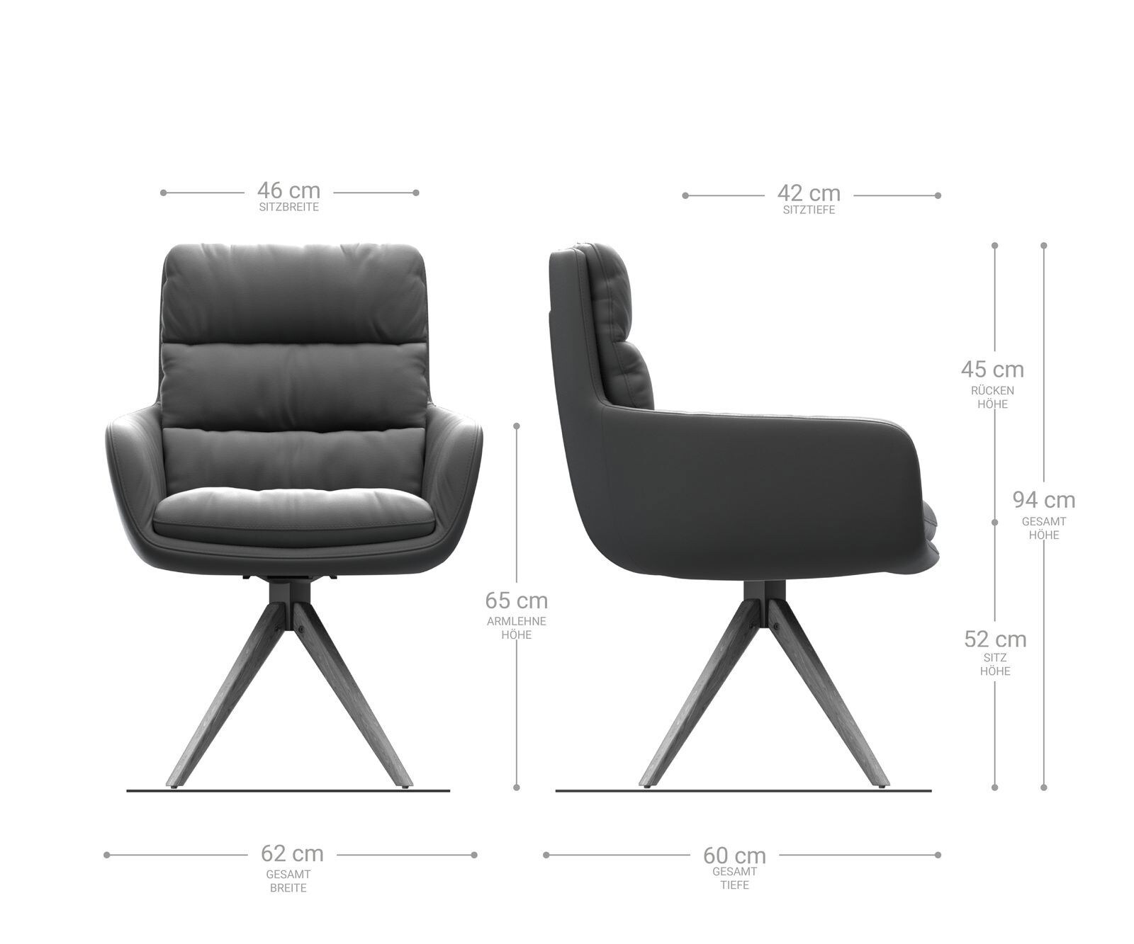 Chaise-de-salle-à-manger Abelia-Flex avec accoudoirs rayures gris clair pied en bois angulaire naturel 2 Chaise-de-salle-à-manger Abelia-Flex avec accoudoirs rayures gris clair pied en bois angulaire naturel 2