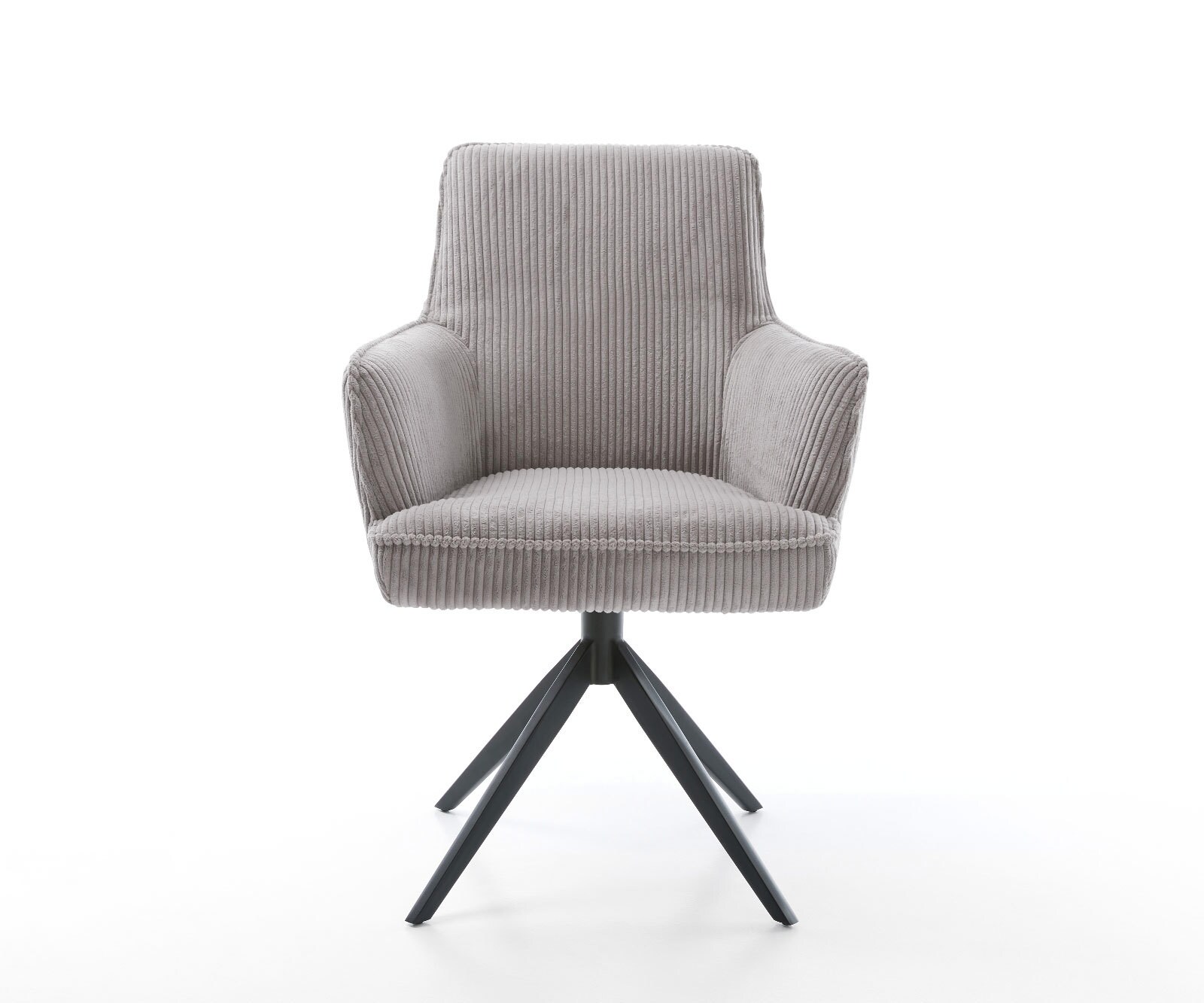 Chaise-pivotante Heira-Flex côtelé gris argenté pied croisé large noir pivotement sur 360° fonction bascule ressorts ensachés 1