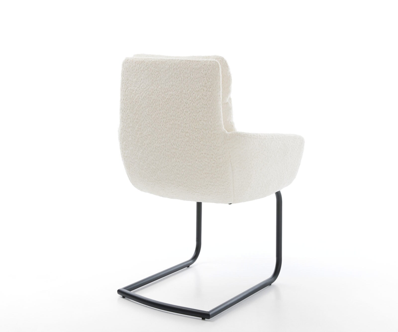 Cantilever Abelia-Flex avec accoudoirs bouclé blanc pied cantilever rond noir 4 Cantilever Abelia-Flex avec accoudoirs bouclé blanc pied cantilever rond noir 4