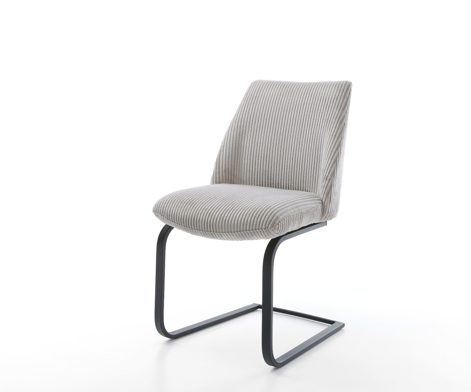 Cantilever Elso-Flex côtelé gris argenté pied cantilever plat noir ressorts ensachés 1